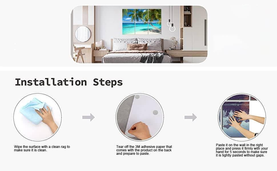 6 Pack Art Acoustic Panels Tropical beach Soundproof Wall Panels, 48