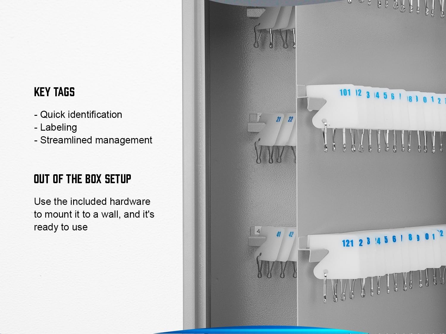 Barska 240 Position Key Cabinet with Numbered Hooks – Wall Mount Steel Key Organizer Safe with Index Log, White Key Tags & Lockable Door for Office or Business