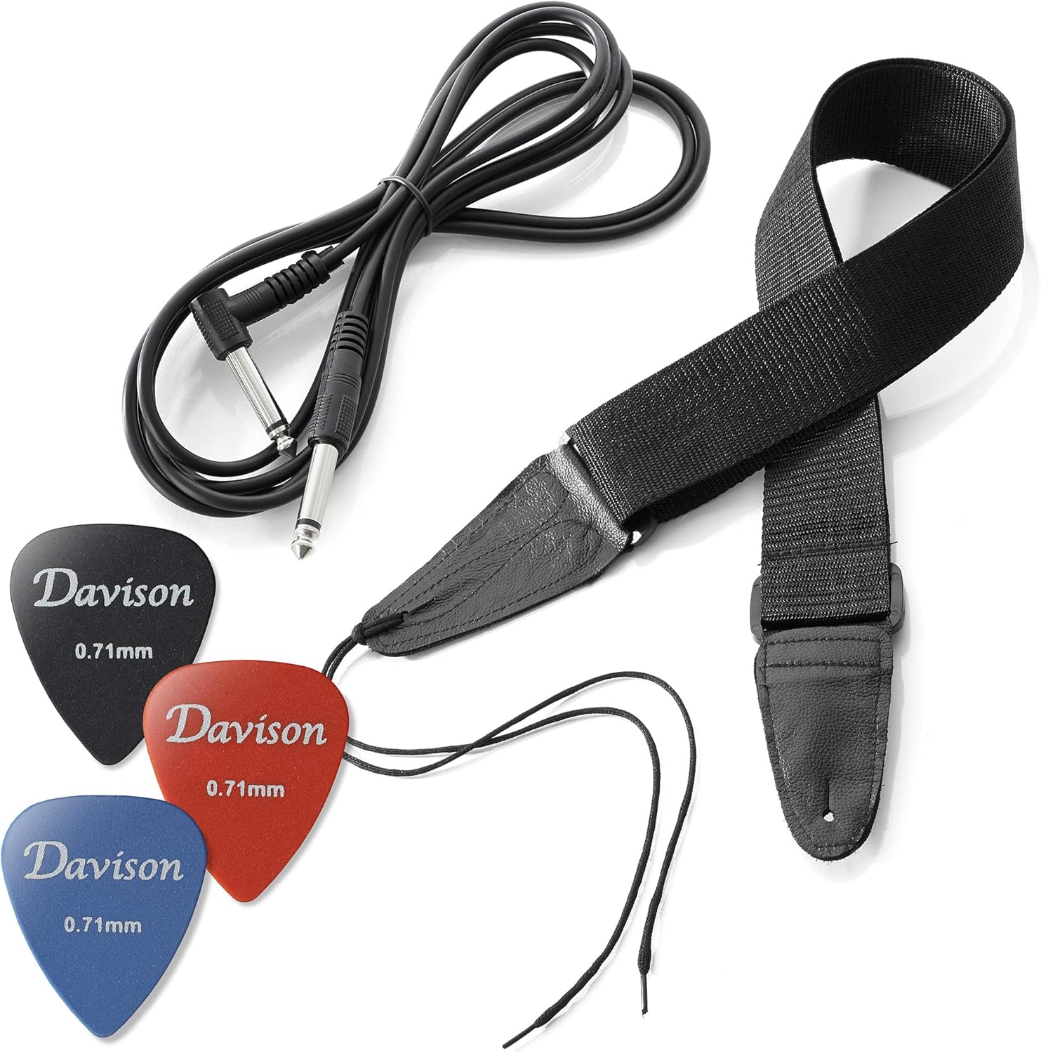 Davison Guitars Full Size Electric Bass Guitar with 15-Watt Amp, Black - 4 String Right Handed Beginner Kit with Gig Bag and Accessories