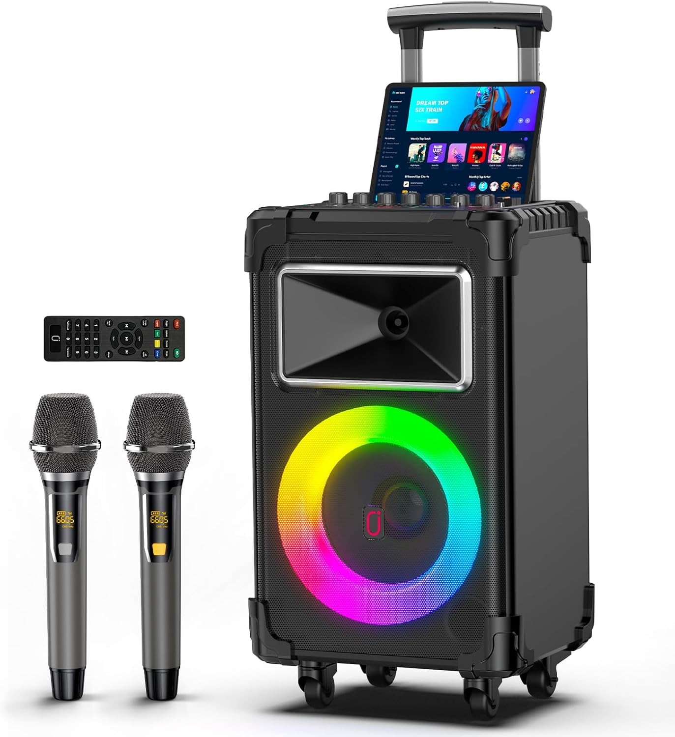 JYX Karaoke Machine with 2 Wireless Mics, 10