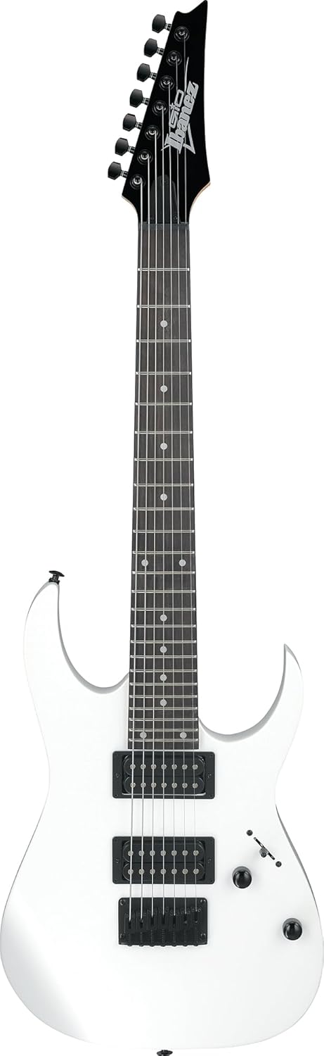 Ibanez GRG7221 RG Gio 7-String Electric Guitar - White Bundle with Gig Bag, Tuner, Strap, Instrument Cable, Austin Bazaar Instructional DVD, and Polishing Cloth
