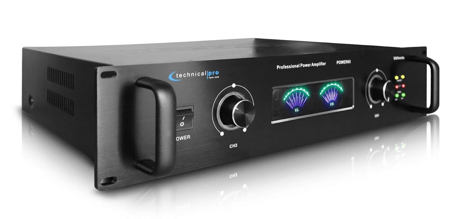 Technical Pro POWER65 6500W 2 Channel 2U Power Amplifier Amp + XLR Cable