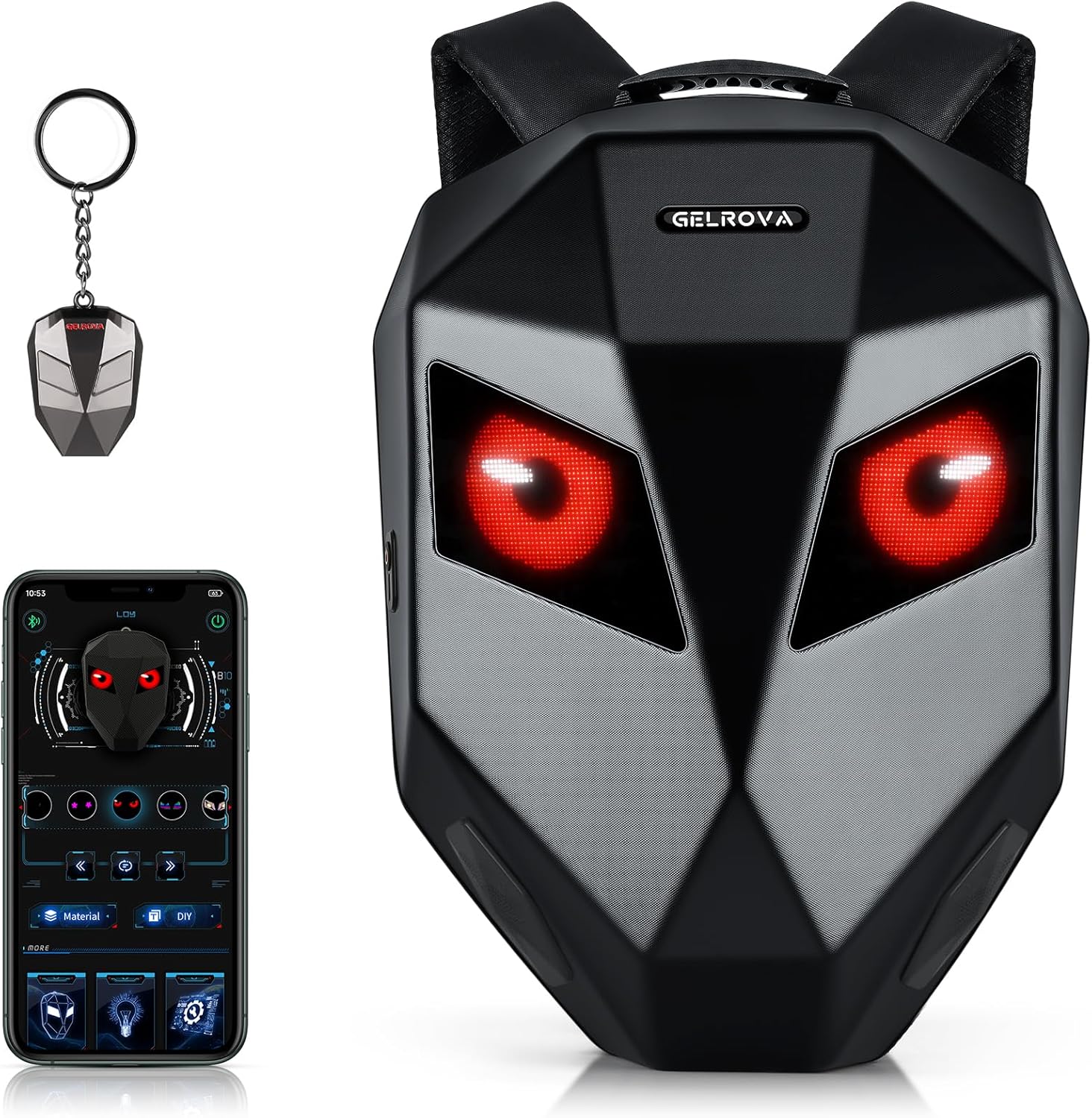 Gelrova Music Cycling Backpack [Battery not included] - LED Bicycle Backpack With Speakers, Expandable Helmet Storage (14.8L→25.2L) for Scooter, 15-16