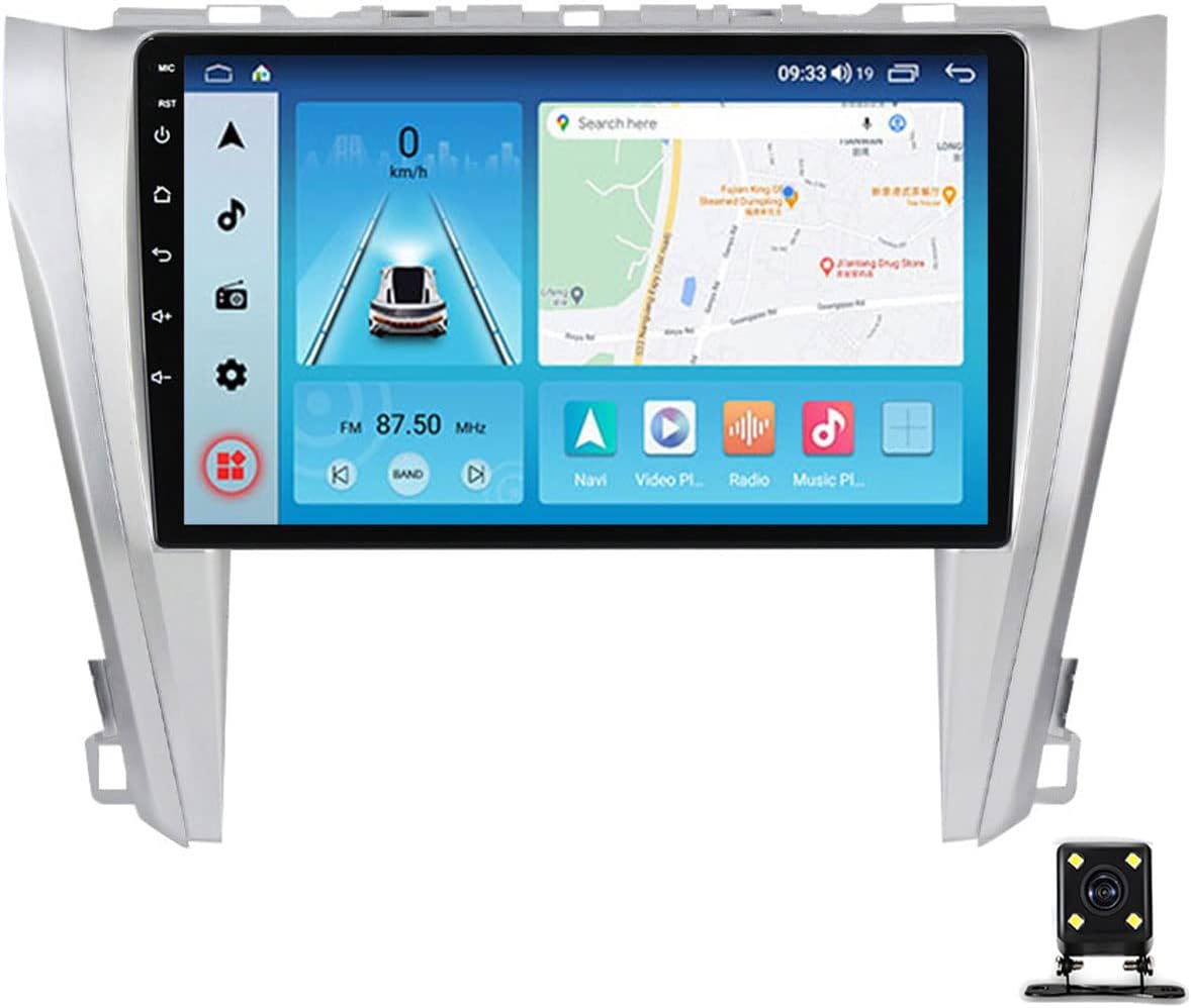 Car Stereo Compatible with Carplay/Auto, 9 Inch Double Din Car Stereo with Bluetooth, for Toyota Camry 7 XV 50 55 2014~2017 Touch Screen Car Radios MP5 Player with FM, Mirror Link, SWC