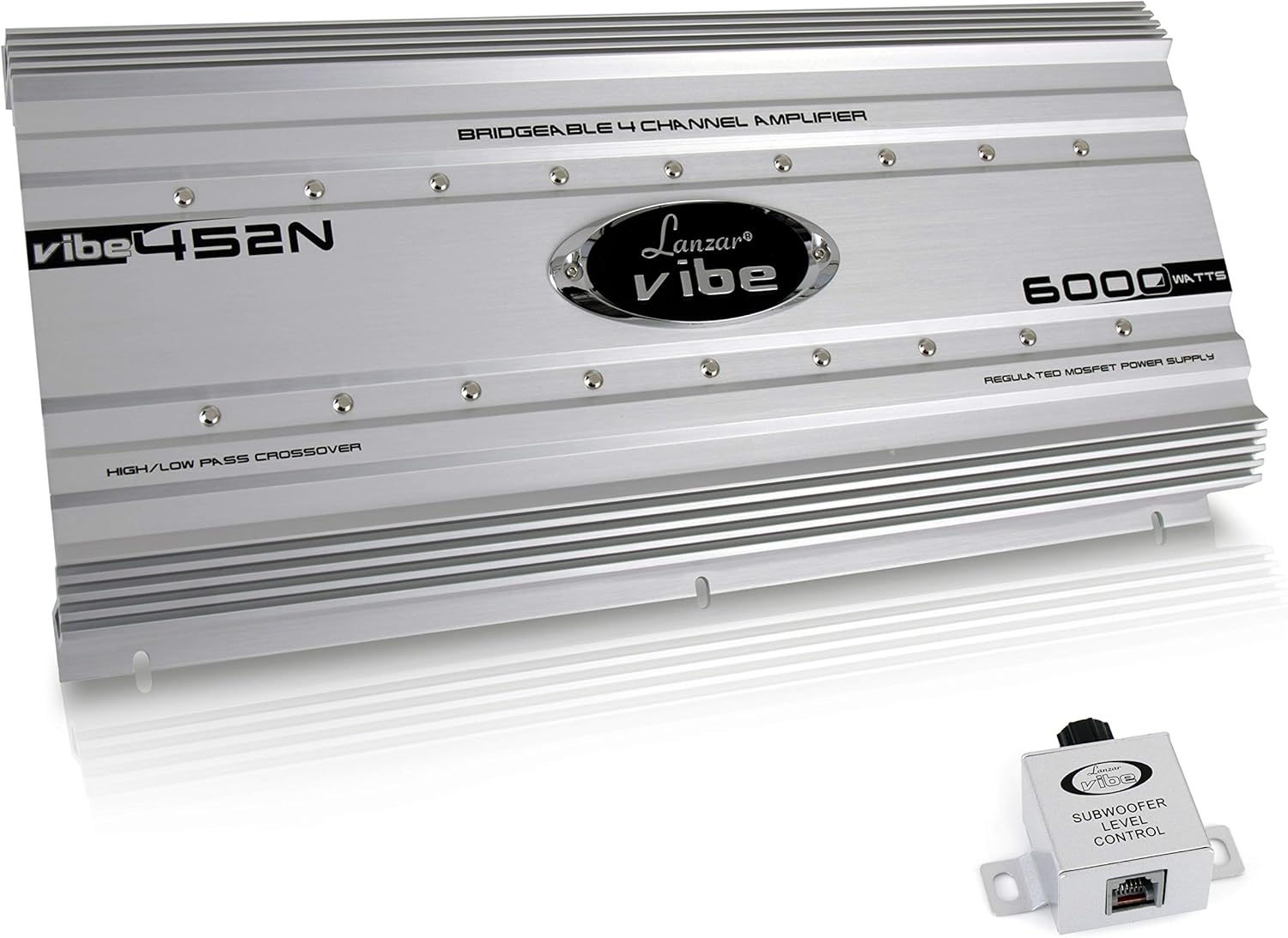 Lanzar Car Audio, Amplifier Car Audio, Car Stereo Amplifier, 6,000 Watt, 4-Channel, Mosfet Amplifier, RCA Input, Subwoofer Bass Control, Power Amp, LED Indicator, Car Electronics