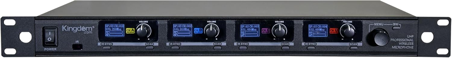 Kingdom Professional Wireless Mic System – 1000 Channel UHF Microphone System Speech with 2 Handheld, 2 Bodypack & Lapels for Speech, Singing, Church, Presentations, Karaoke, DJ, Party, and Classrooms