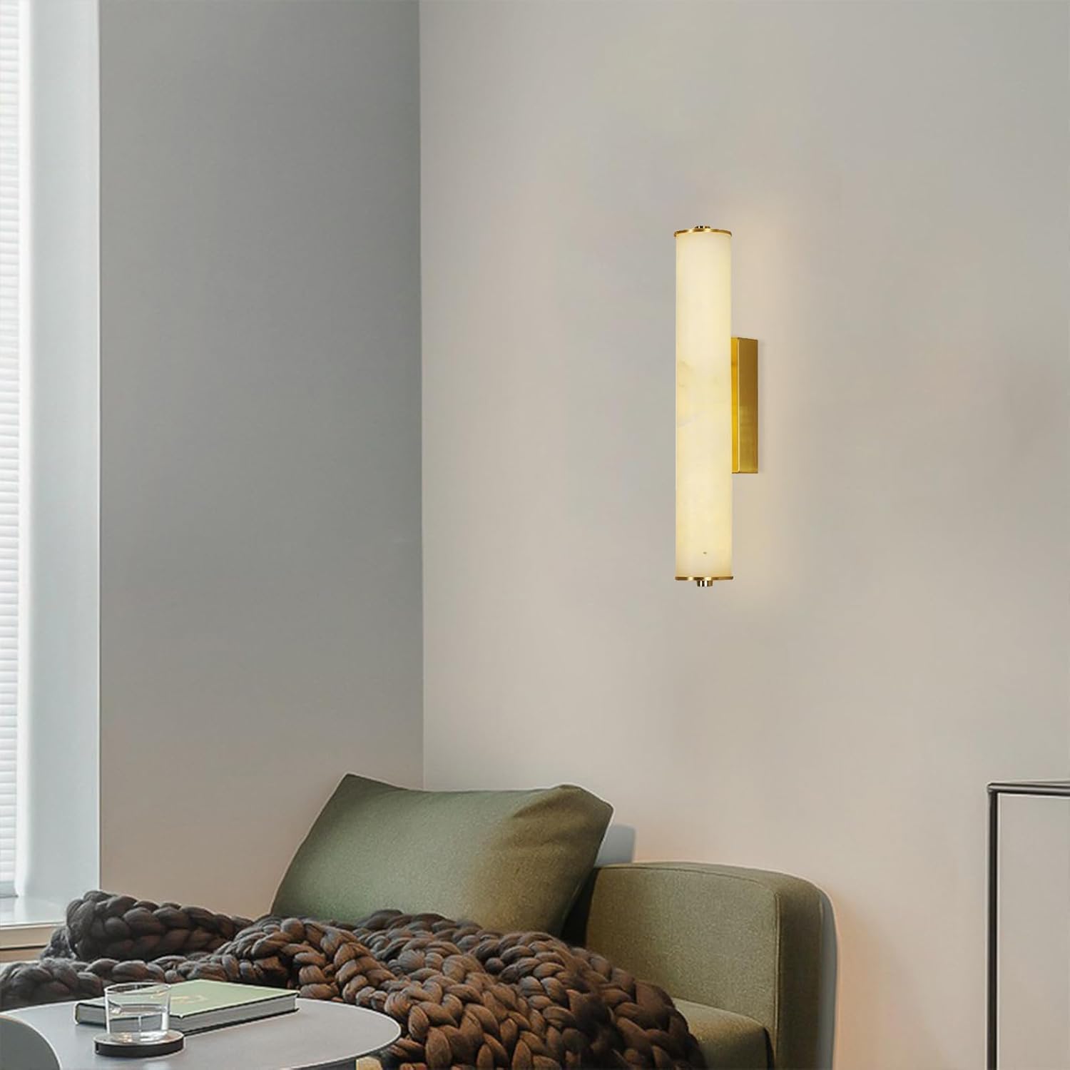 Gold Alabaster Wall Sconces, 15.7