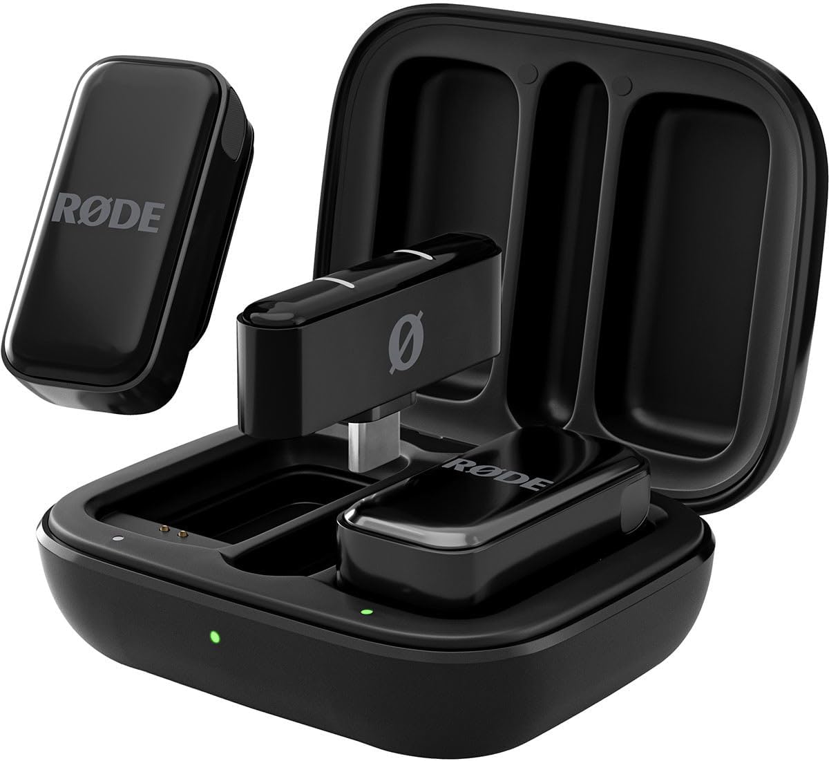 RØDE Wireless Micro - Compact Wireless Microphone, Two Mics with Charge Case for Smartphone Content Creation with Green Extreme 20W 2-Port Wall Charger (USB-C Connector, Black)