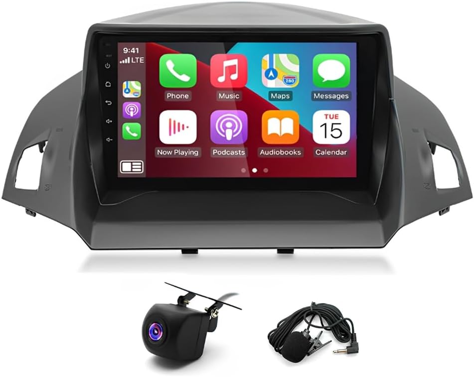2+32G Double Din Car Stereo for Ford Escape 2013 2014 2015 2016 2017,9 Inch Car Radio with HD Touch Screen Bluetooth Car Stereo,Bluetooth Hands-Free Calling,Mirror Link,Backup Camera,SWC