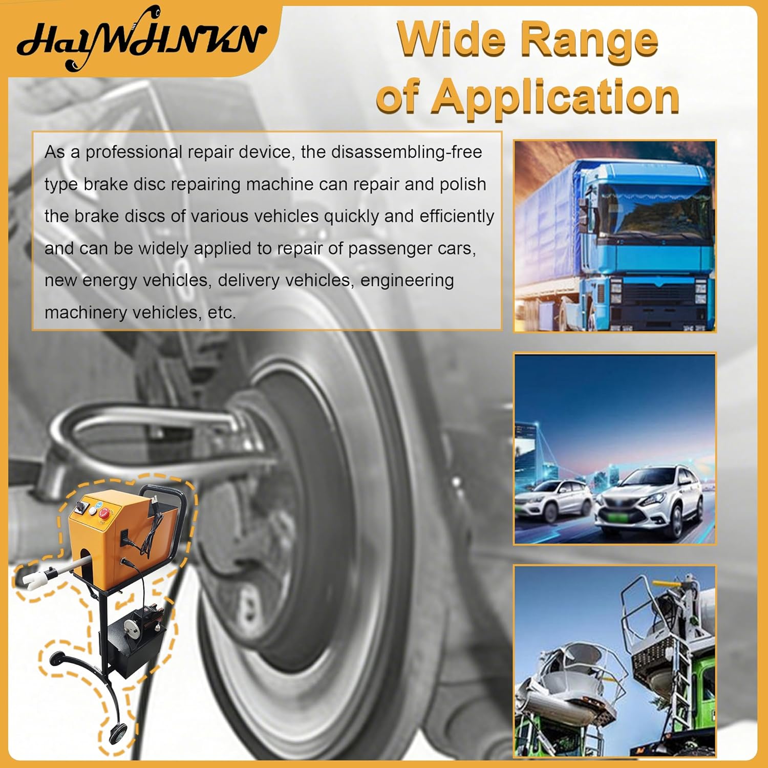 Brake Disc Resurfacing Machine 110V On-Car Brake Disc Lathe Tool Repair Polishing Machine with Robust Cutter Head, 17.72in Dia 0.24-1.65'' Thickness, for Various Vehicles in Auto Repair Shop