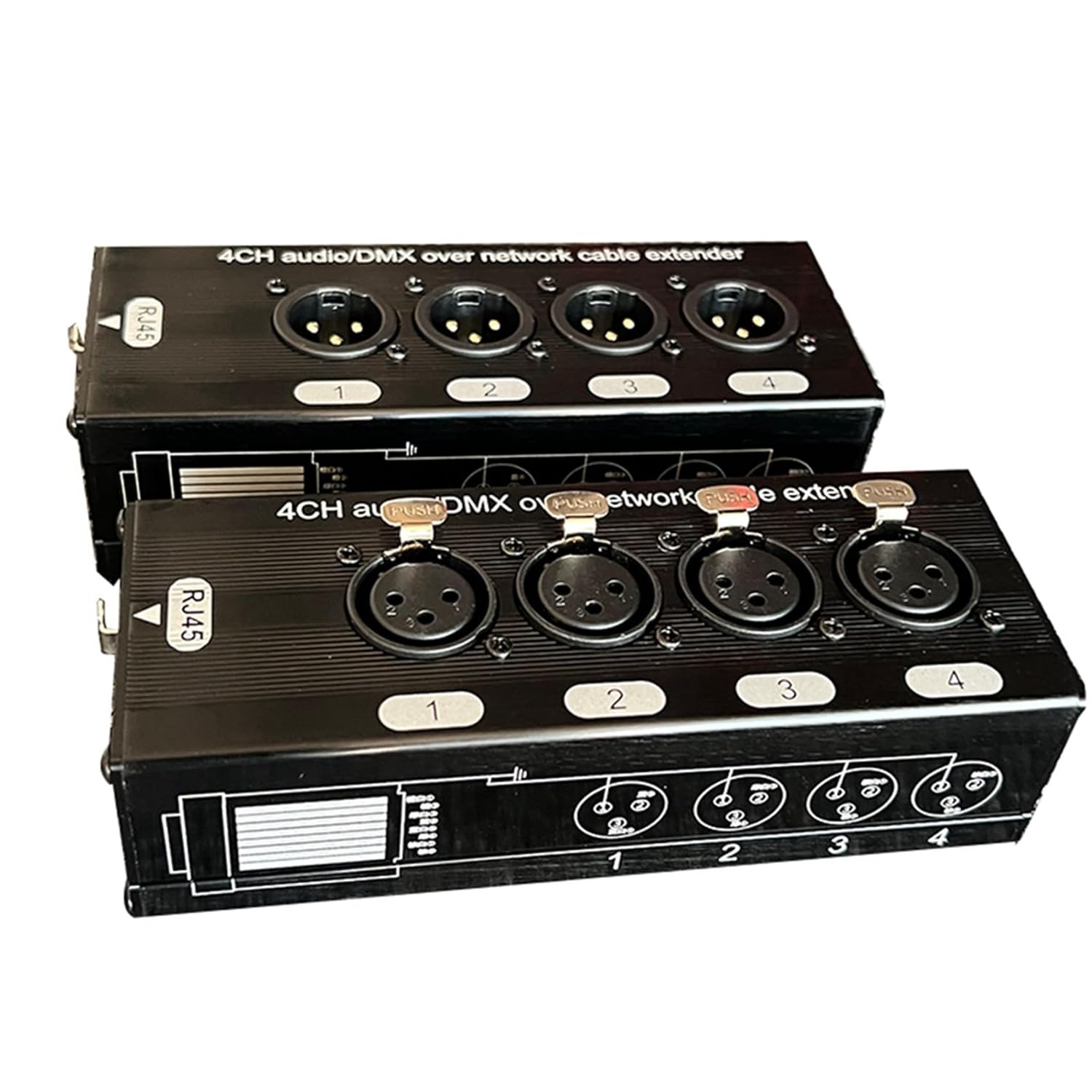 3Pair 4-Channel 3-Pin XLR Audio and Over Network Cable Extender, DMX512 Network Signal Extender 1 Male+1 Female