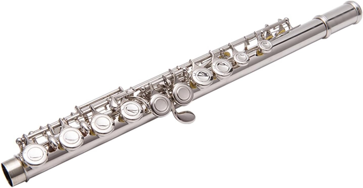Flute Orchestral Wind Instrument 16-Hole Closed-Hole White Copper Nickel-Plated Flute Adult Beginner Children General C Key Flutes Musical Instruments