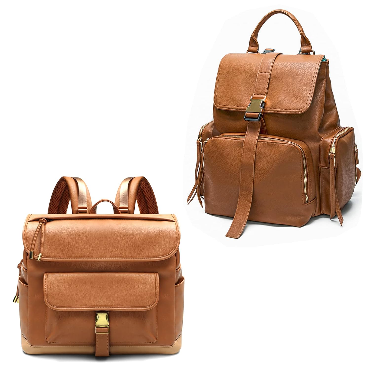 MOMINSIDE Diaper Bag Backpack, Leather Backpack for Women, Travel Baby Bag with 14 Pockets Baby Registry Search, Changing mat,Large Capacity for Wet Clothes,4 Insulated Pockets