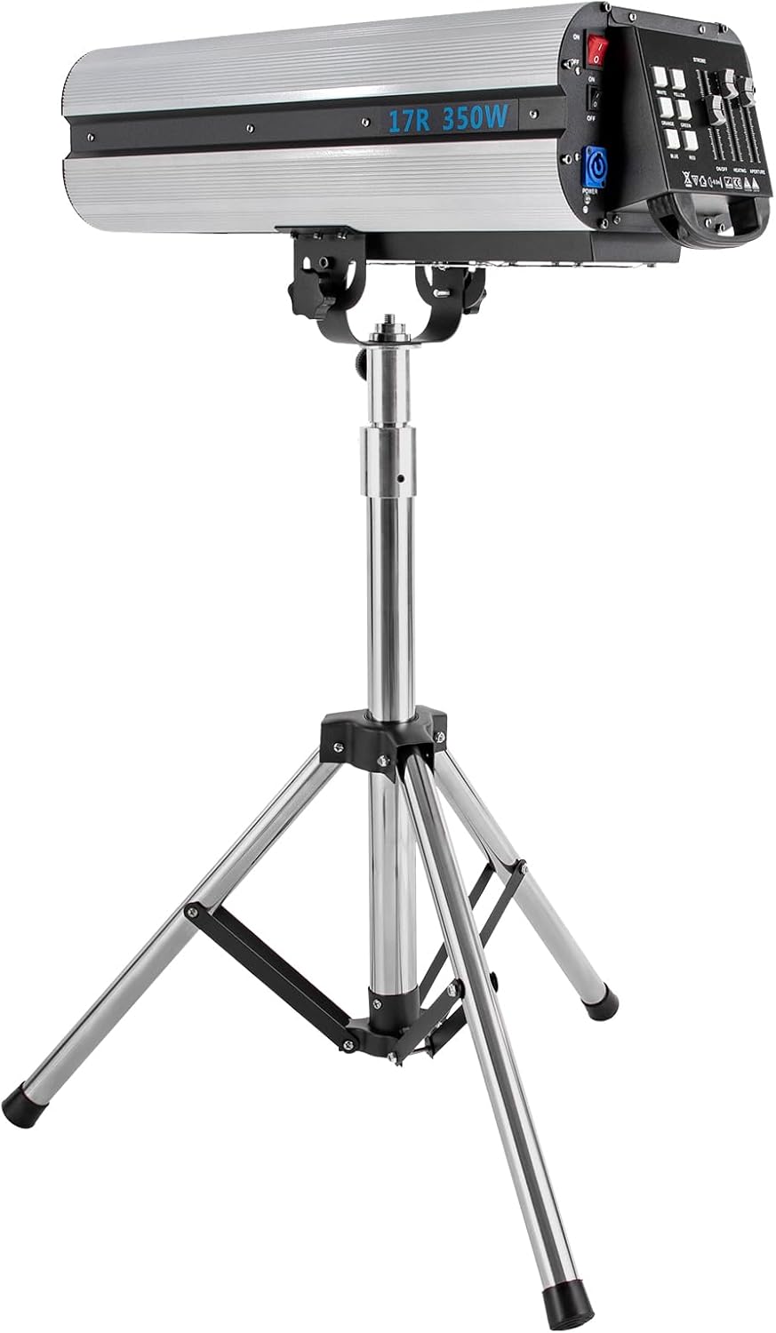 350W Stage Spotlight with Tripod Bracket, DMX and Manual Control Follow Spot Light Adjustable Aperture, Adjust Color Temperature LED Spotlight Stage Light for Event Production