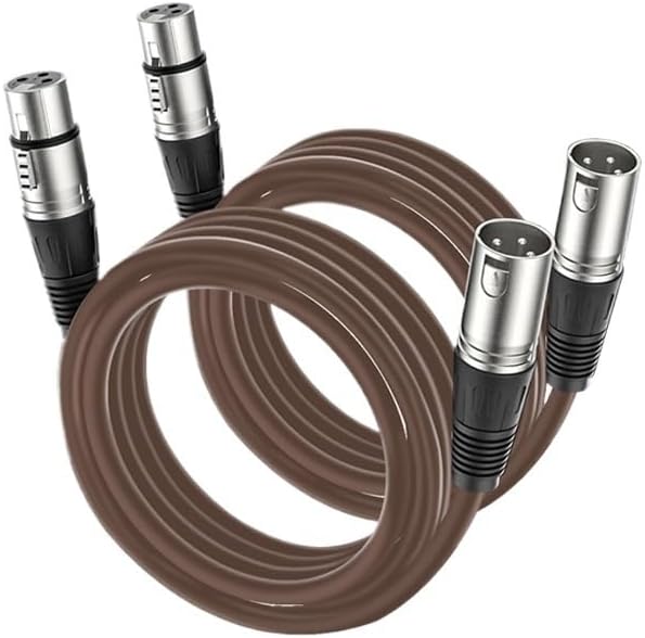 Mic Cord 3-Pin XLR Male to Female Microphone Cable(Brown-Pack of 2,2m)