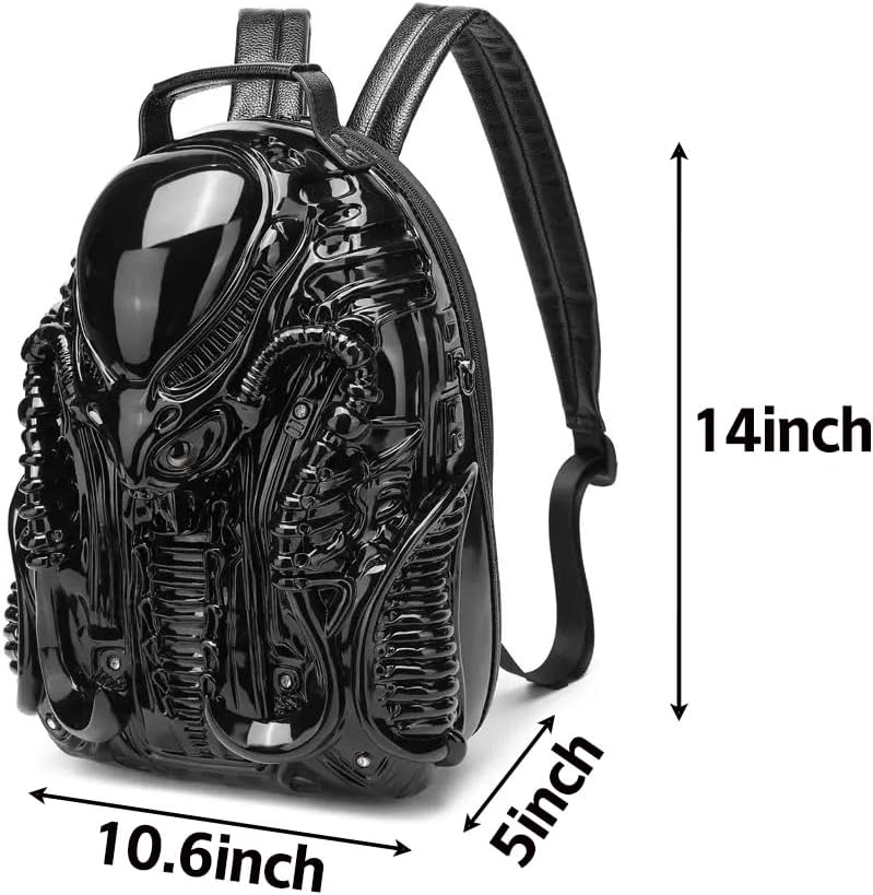 Men Goth Bag Alien Y2K Backpack Xenomorph Costume for Women Outdoor (black)