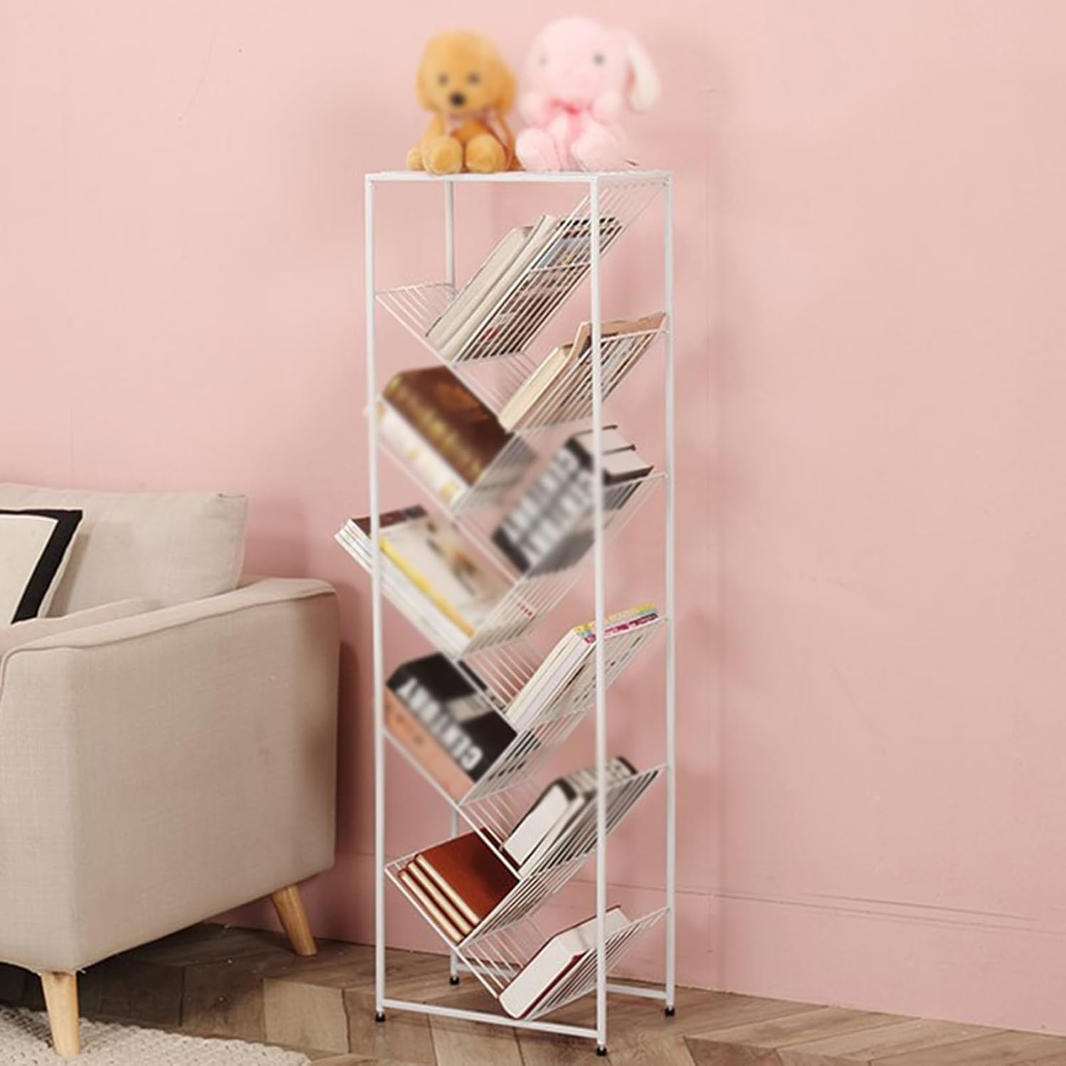 Cube Bookcase, Simple Bookshelf, Freestanding Open Bookshelf, Multi-Layer Home Table, Suitable for Living Room, Study, Reading Corner (Gold/White)(Gold,40 X 24 X 85cm) (White 40 X 24 X 105cm)