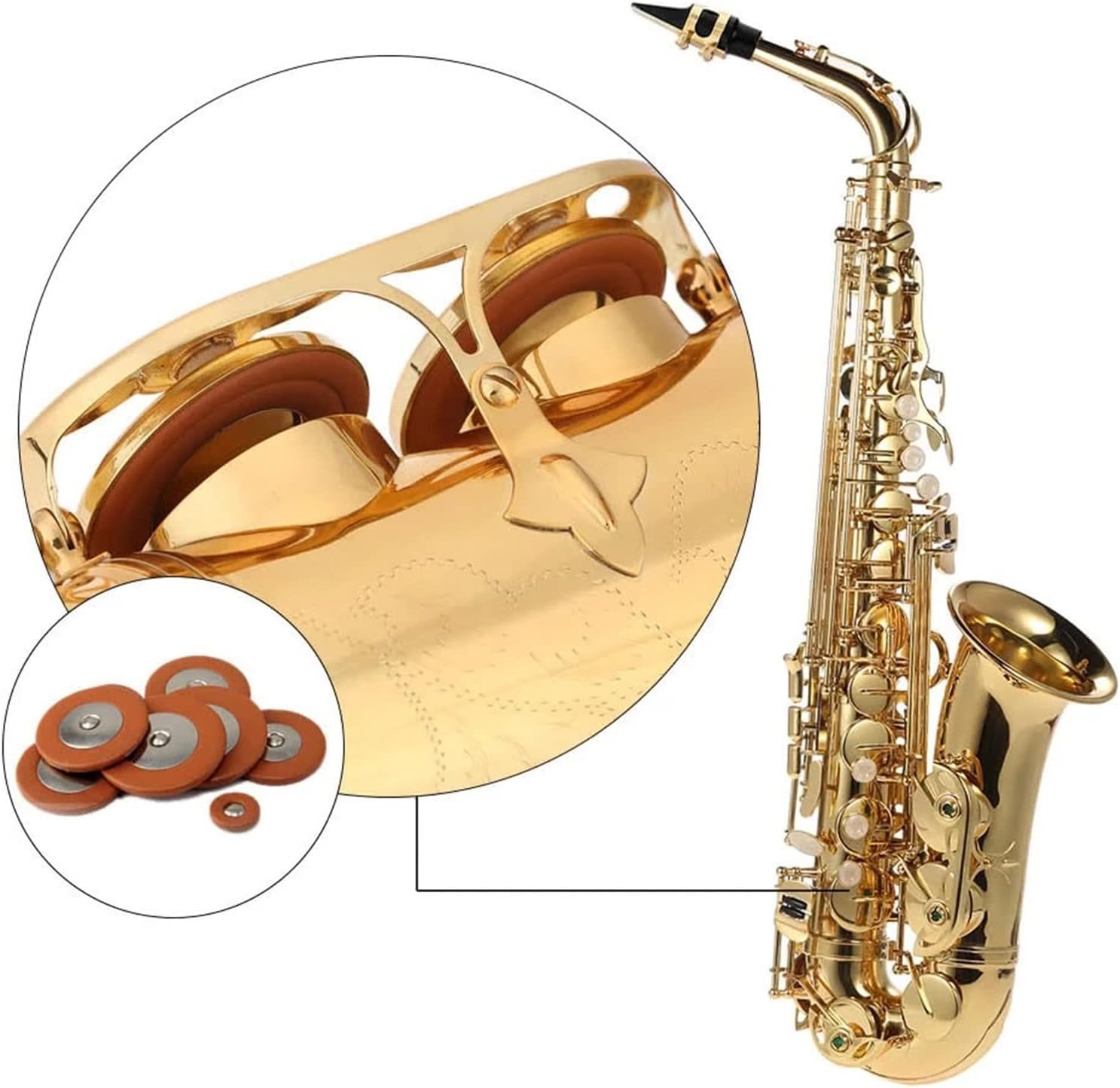 Gold E Flat EB Alto Saxophone Brass Lacquered Sax 802 Key Type Woodwind Instrument