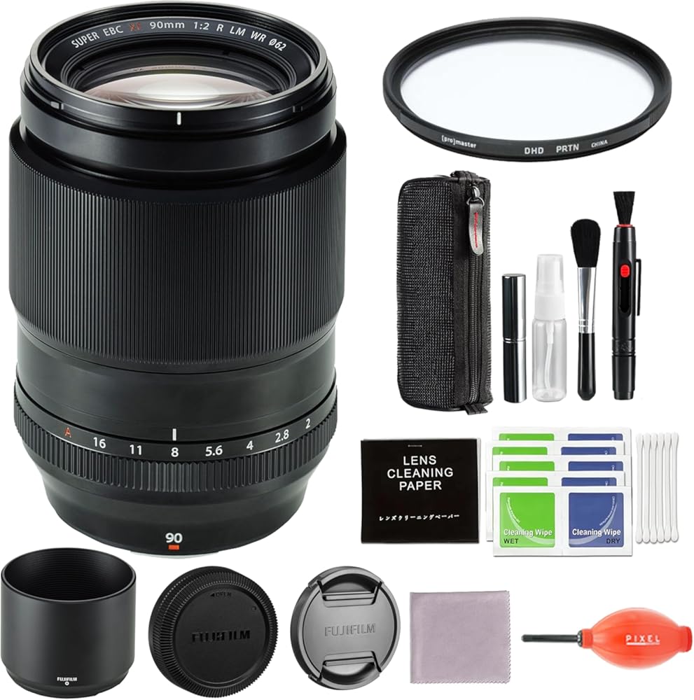 Fujifilm XF 90mm F2 R LM WR Lens Bundle with Pixel Advanced Accessories Pixel Blower, Pixel Cleaning Kit & More | Fujifilm F2 R LM WR Lens