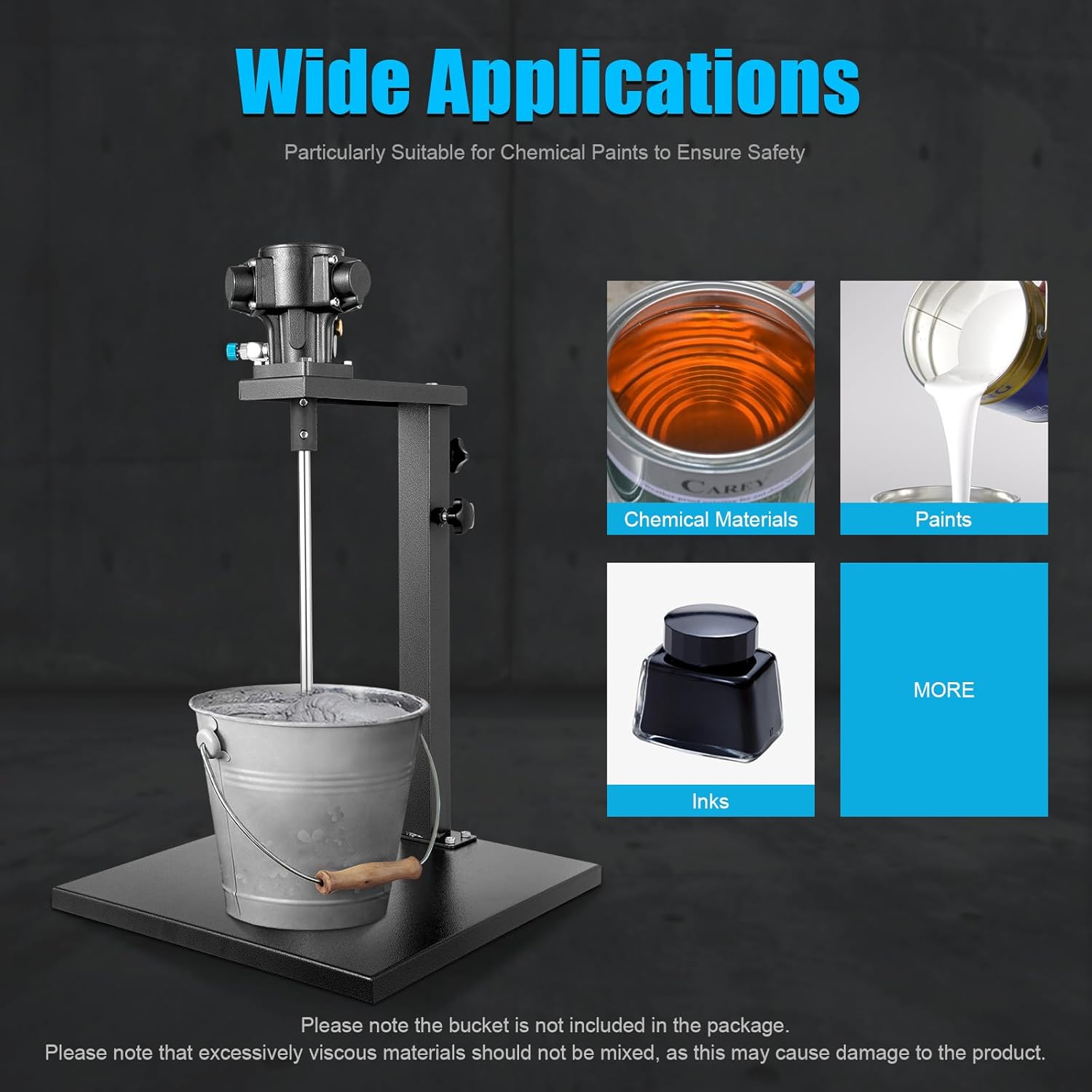 Pneumatic Paint Mixer Machine, Automatic 5 Gallon Paint Mixer Stirring Tool, 1/4HP Air Agitator Blender Stirrer, Lifting Platform Paint Coating Mixer, Stainless Steel Stirring Machine