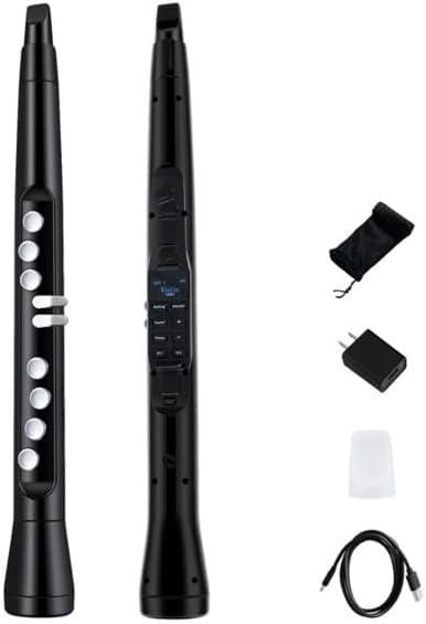 Portable Wireless MIDI Electronic Saxophone, 100 Tones 4 Octaves, 3W Hi-Fi Speaker, 800mAh Battery 12H Playtime, 0.7lbs Lightweight, Black ABS - for Beginners & Professionals