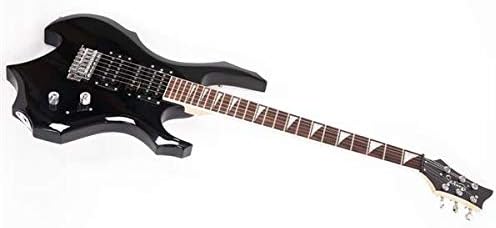 Home Flame Shaped Electric Guitar with 20W Electric Guitar Sound HSH Pickup Novice Guitar Audio Bag Strap Picks Shake Cable Wrench Tool Black 3-7 Days Delivery