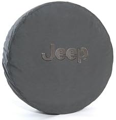 2008-2013 Jeep Wrangler Deluxe Anti-Theft Spare Tire Cover - Black w/ Black Jeep Logo