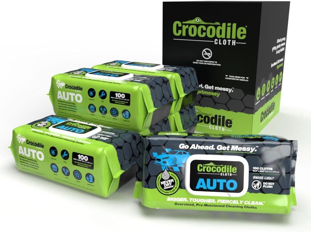 Crocodile Cloth Auto Cleaning Wipes – 600 Count (6 Packs of 100) XL 15