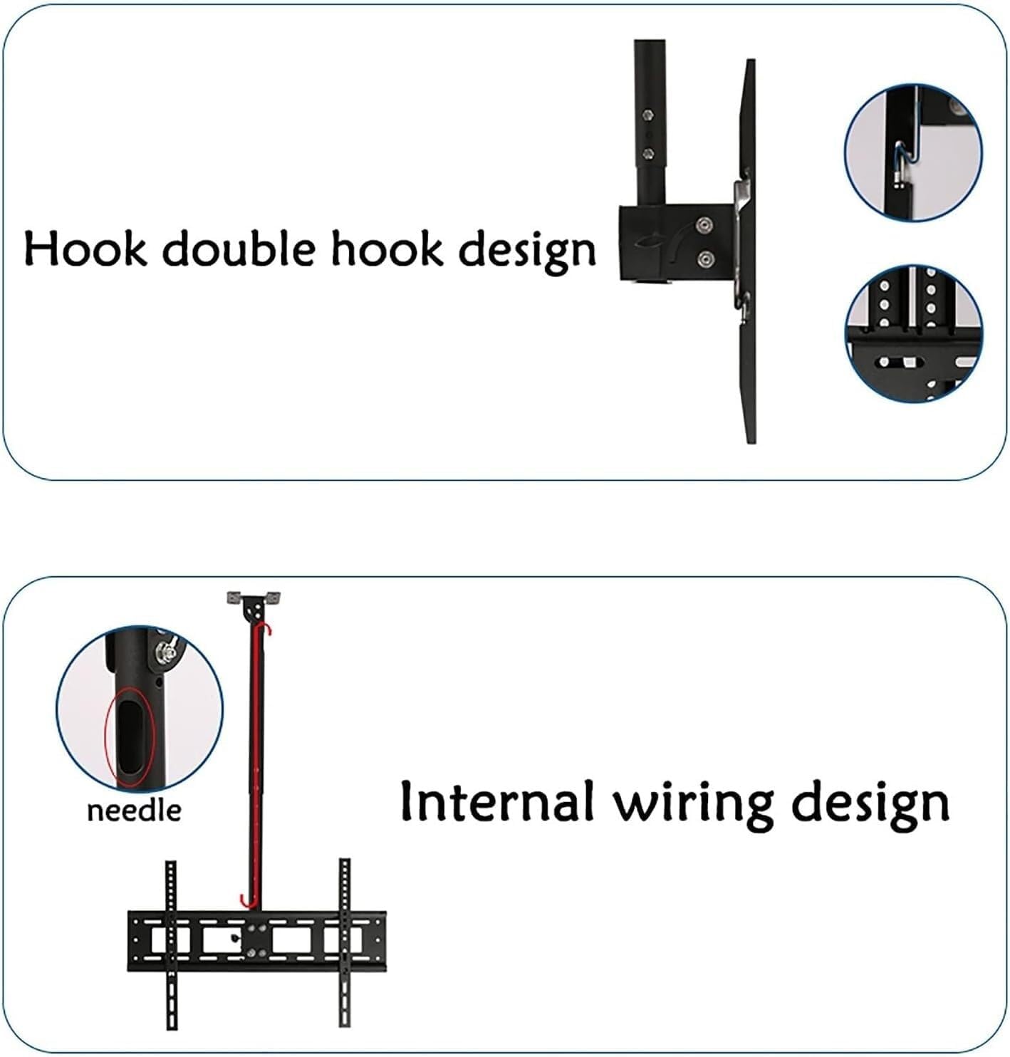 tv Wall Mount' Telescopic TV Bracket TV Wall Mount Ceiling TV Mount Bracket, Full Motion 360 Deg Rotation Tilt Swivel TV Mount, Can 90° Flip Down Folding tv Mount Wall Mount tv Bra