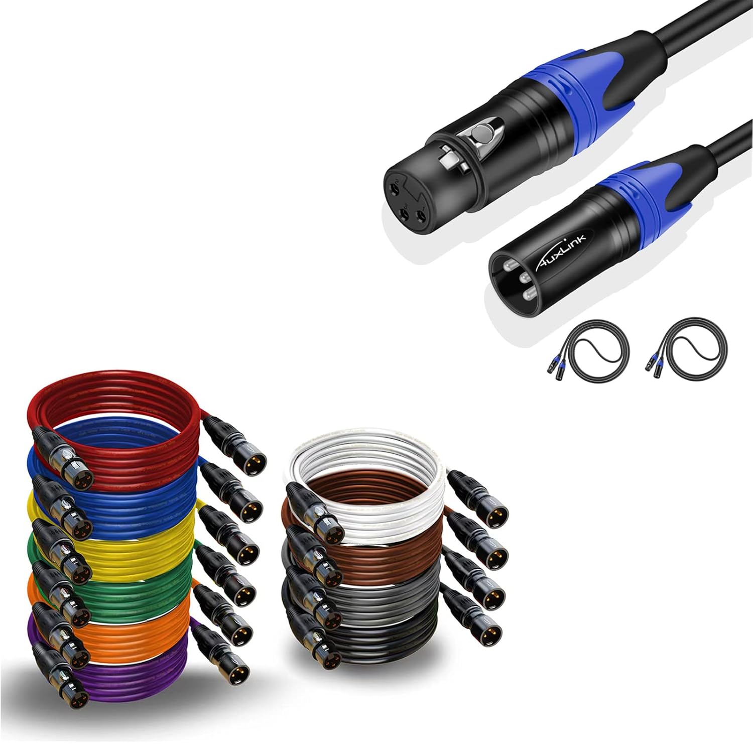 XLR Cables 25ft 2pack and Color Coding XLR Cables 25ft 6packs PVC Jacket Microphone Cables