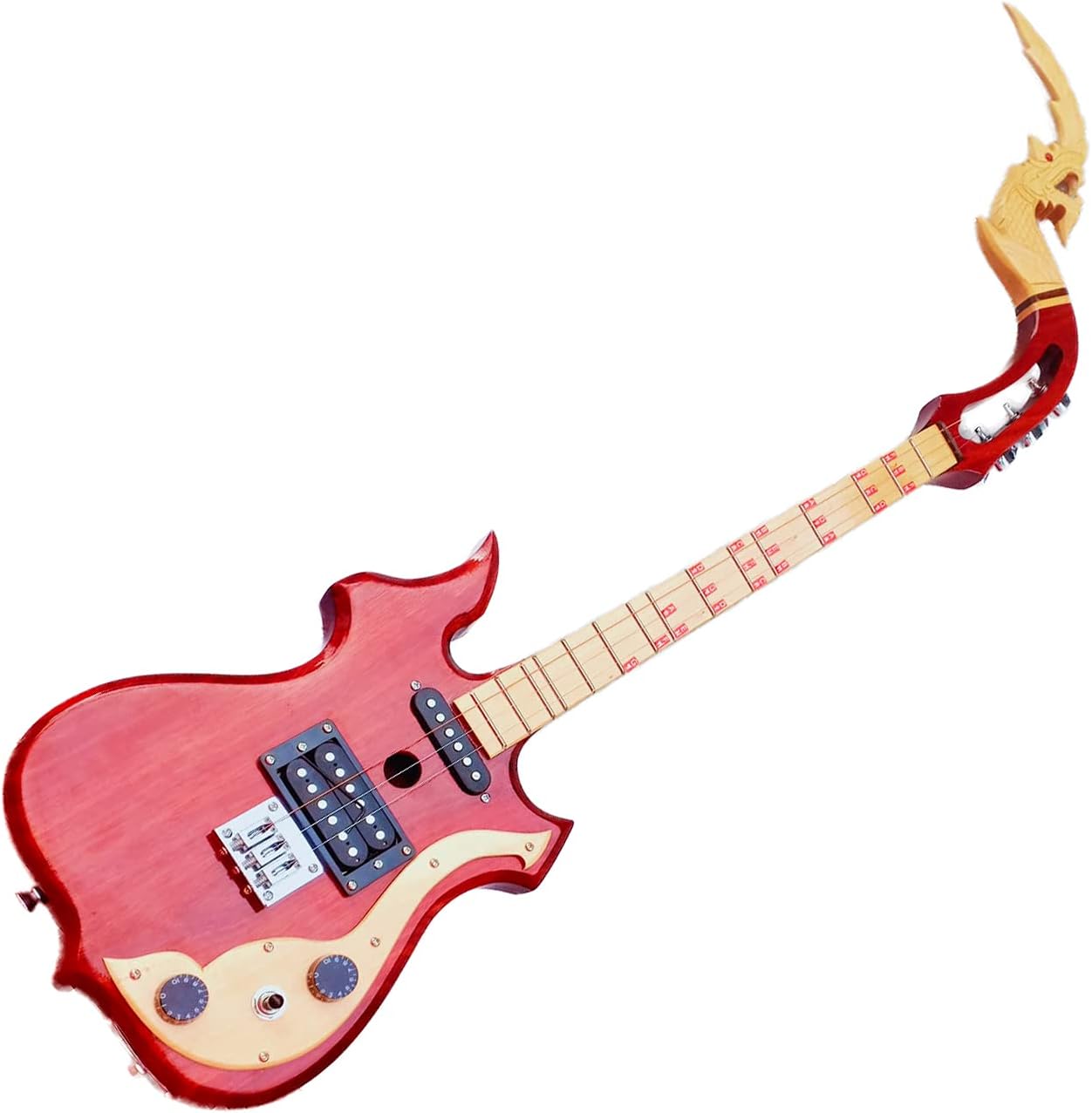 Isarn Acoustic Electric Phin 3 Strings 3 Track, Thai Lao Guitar Musical Instrument, Traditional Thai Musical Pin 18