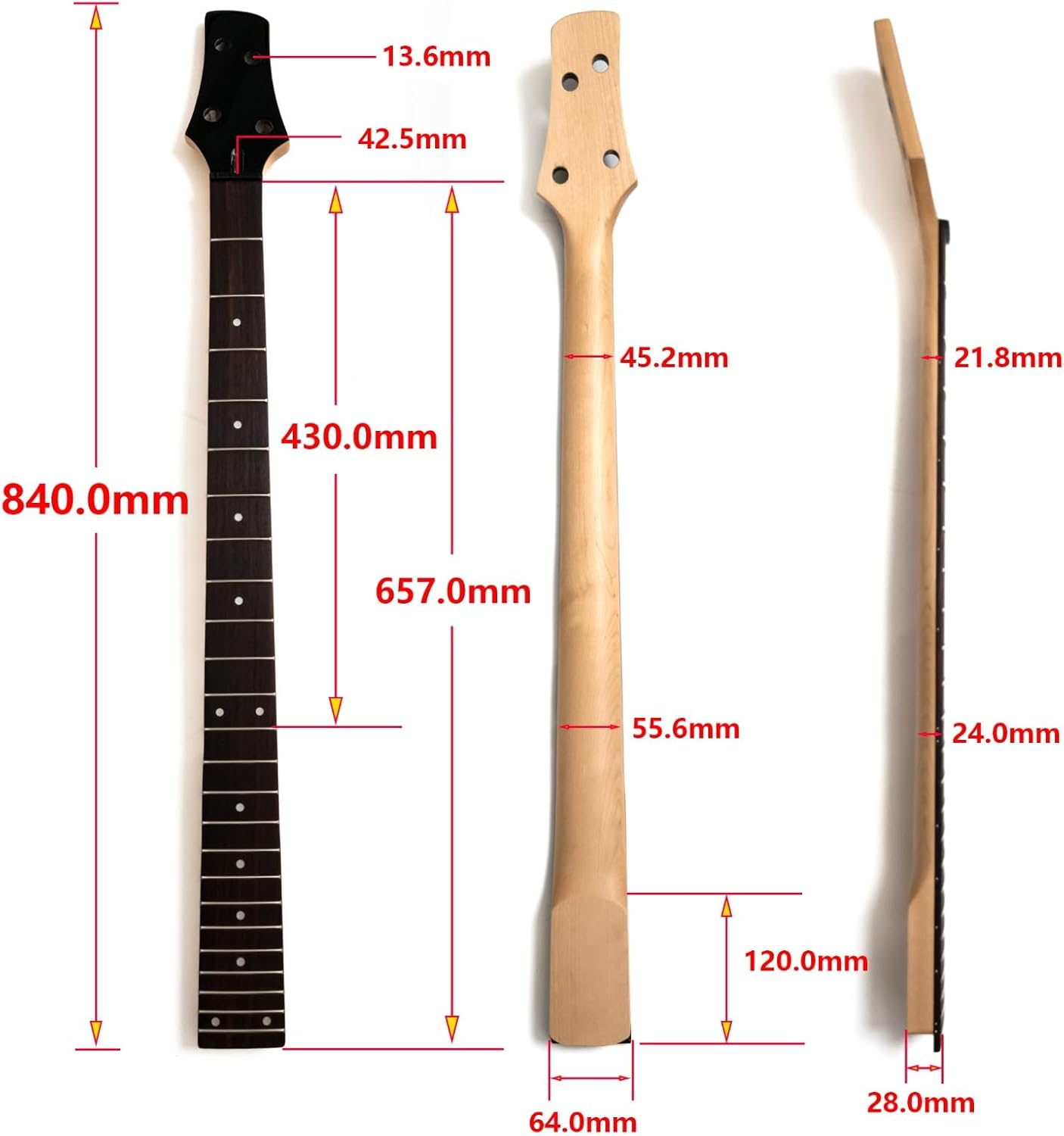 Maple 24-Fret 4-String Precision Bass Neck, 34