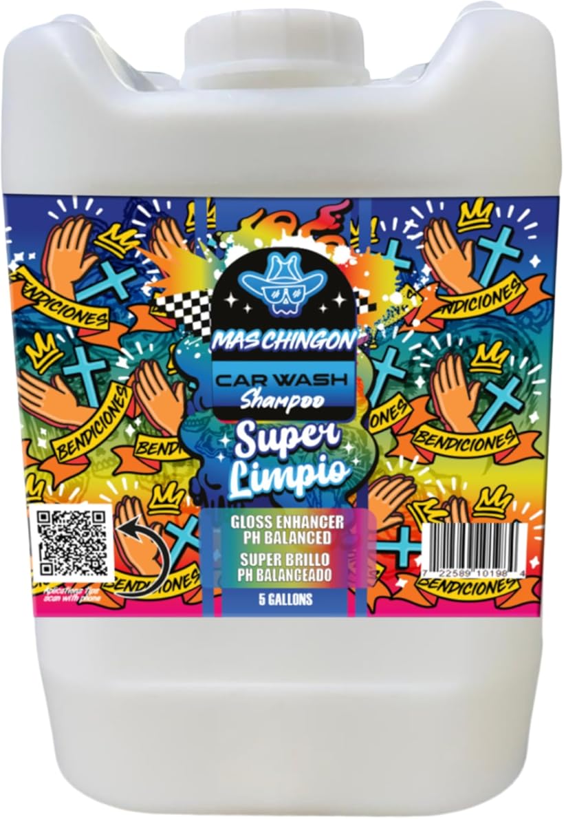 Mas Chingon Car Wash Shampoo PH Balaced Maintains Protective Wax or Sealant Coating Formulated with Advanced Gloss Enhancers for Incredible Shine Great for Cars, Trucks, SUVs, RVs (5 Gallons)