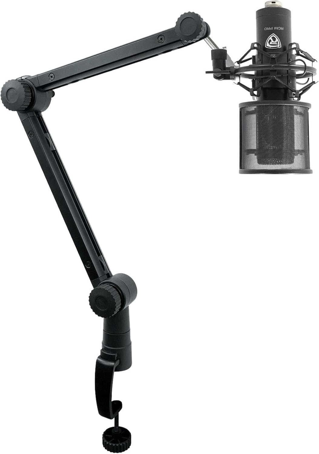 Rockville RCM PRO Bundle: Studio/Recording Condenser Microphone with Capacitors, RG30 Rogan Stand 30-in Pro Boom Arm Mic Stand with Fixed Mount and Desk Clamp, 2-Items