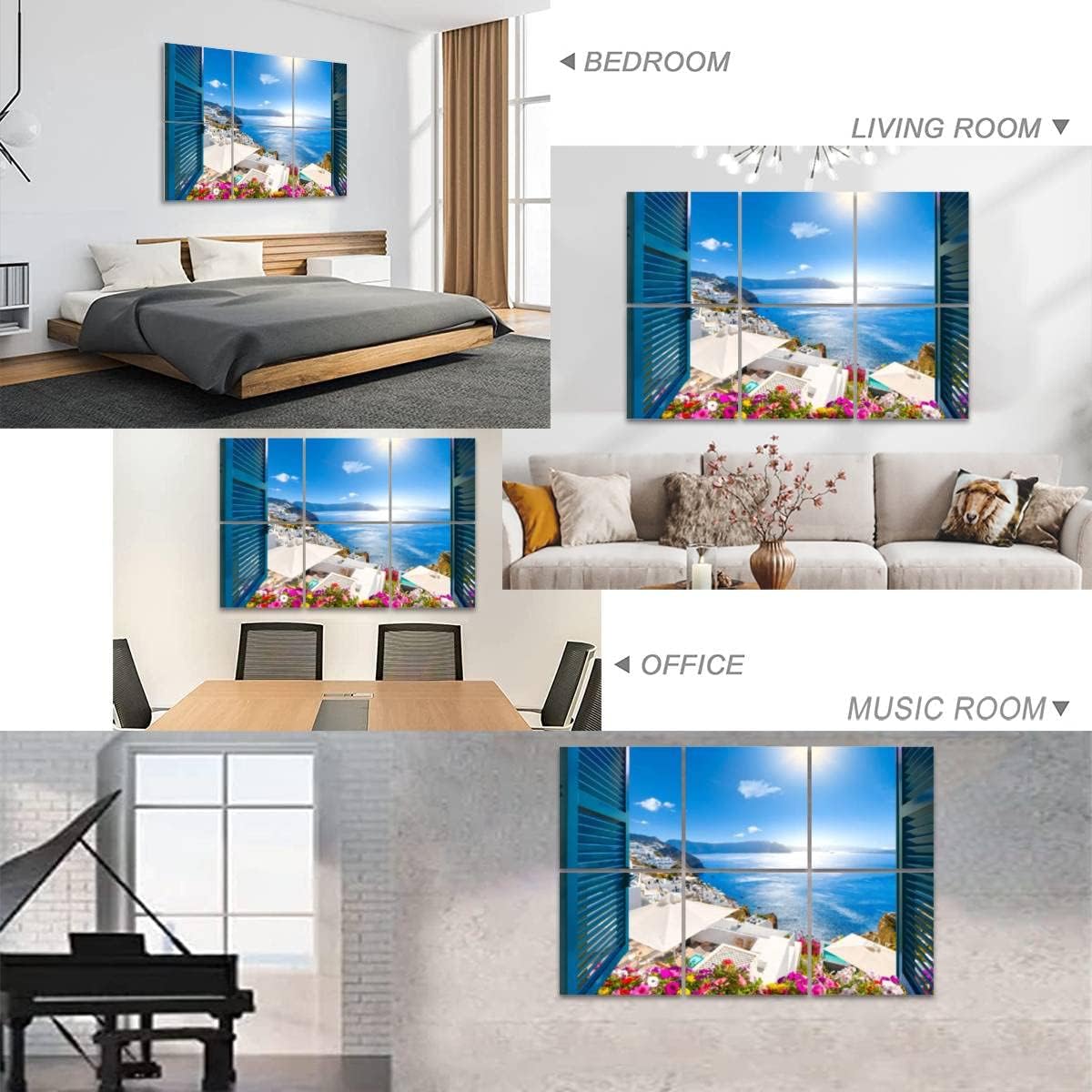 6 Pack Art Acoustic Panels Window View Flowers Soundproof Wall Panels Padding Decorative Sound Absorbing Panels 72