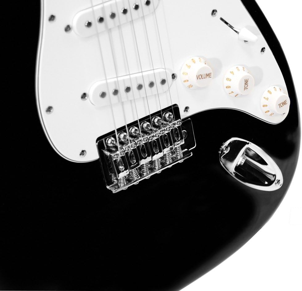 Pyle Pro Full Size Electric Guitar Package w/ Amp, Guitar Bundle, Case & Accessories, Electric Guitar Bundle, Beginner Starter Package, Strap, Tuner, Pick, Ready to Use Out of the Box, Black(PEGKT15B)