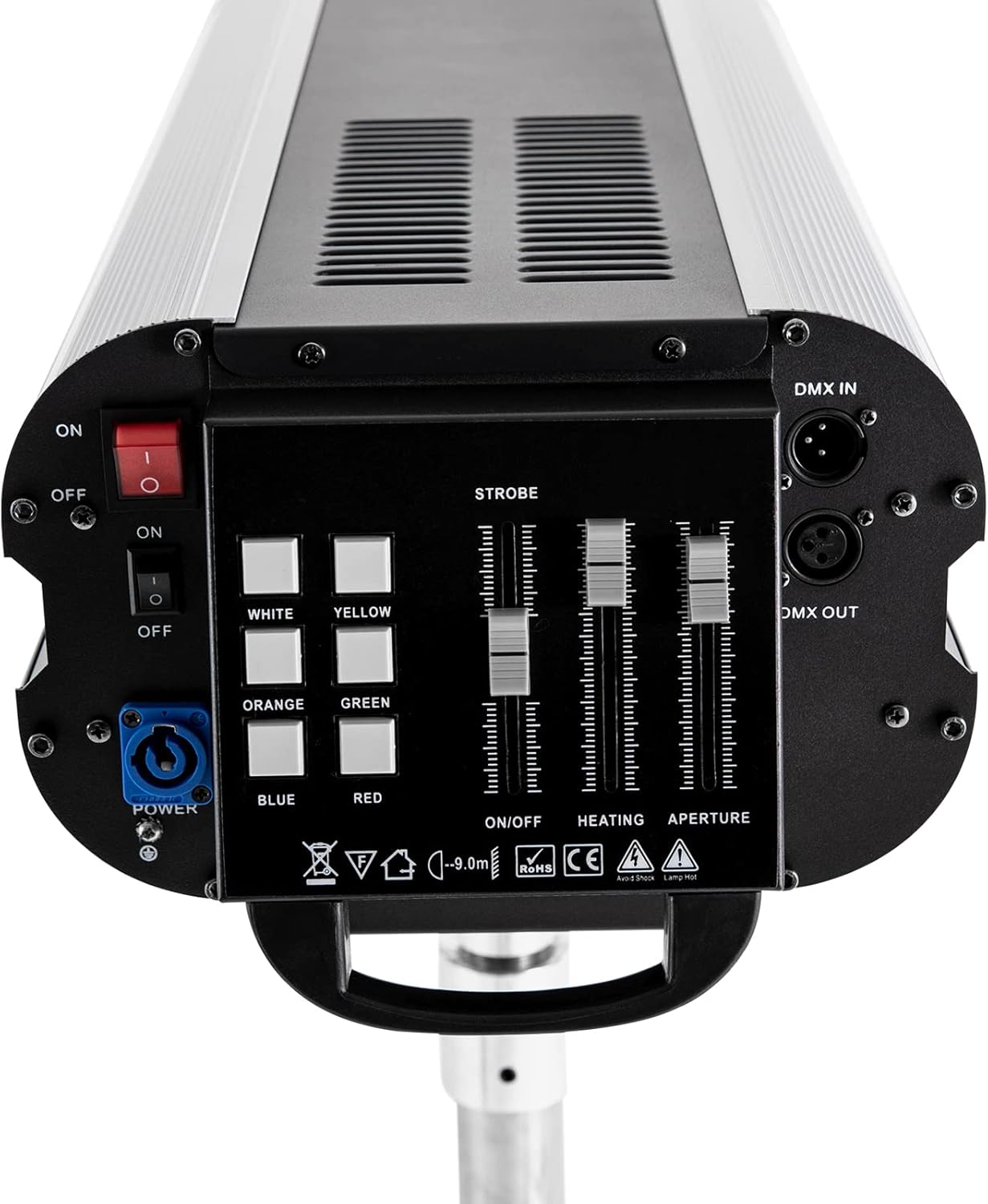 350W Stage Spotlight with Tripod Bracket, DMX and Manual Control Follow Spot Light Adjustable Aperture, Adjust Color Temperature LED Spotlight Stage Light for Event Production