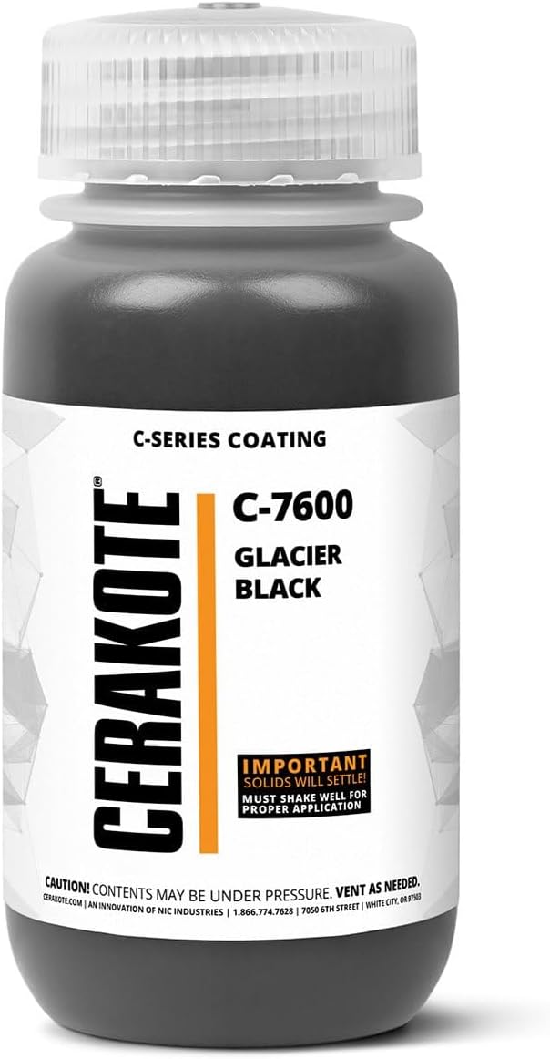 CERAKOTE ( AIR CURE C-SERIES GLACIER BLACK [ 16oz ] C-7600P Performance Ceramic Technology + Color on All- Metals, Polymers + More
