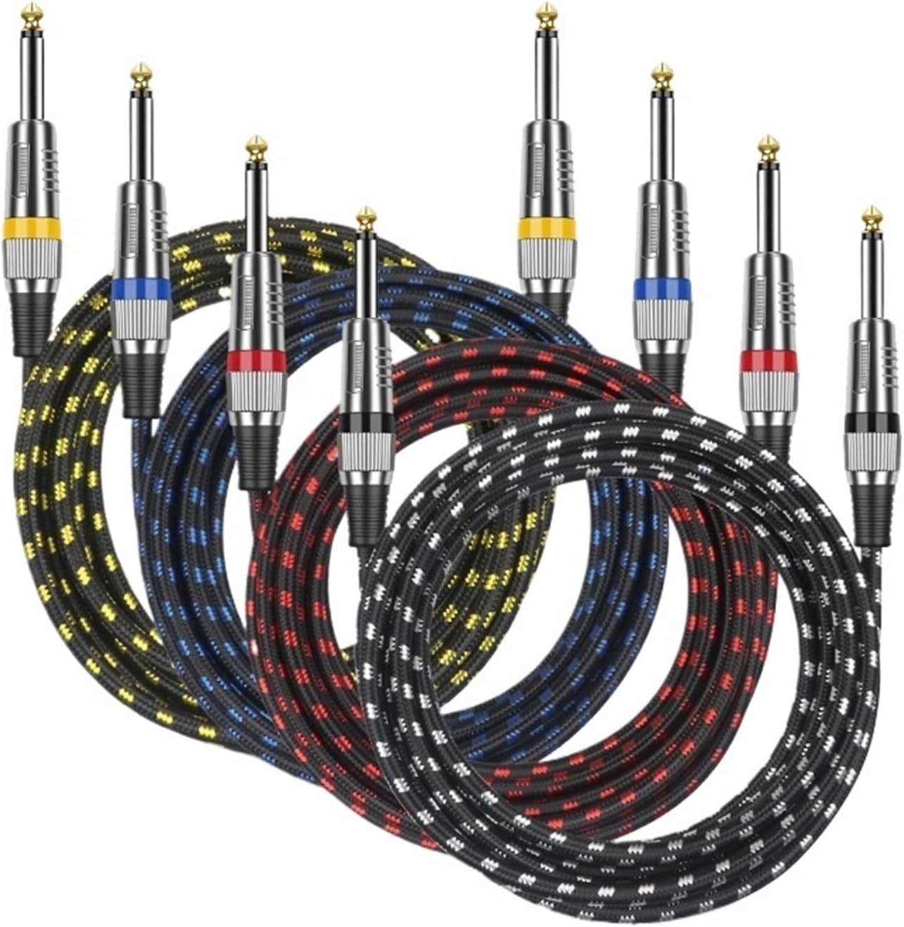 2 Pack TS 6.35 to 6.35 Guitar Cable 6.35 1/4 Inch Mono Jack 6.5mm to 6.5mm Audio Instrument Wire for Bass Mixer Amp Speaker Cord(4 Packs,1.5m)