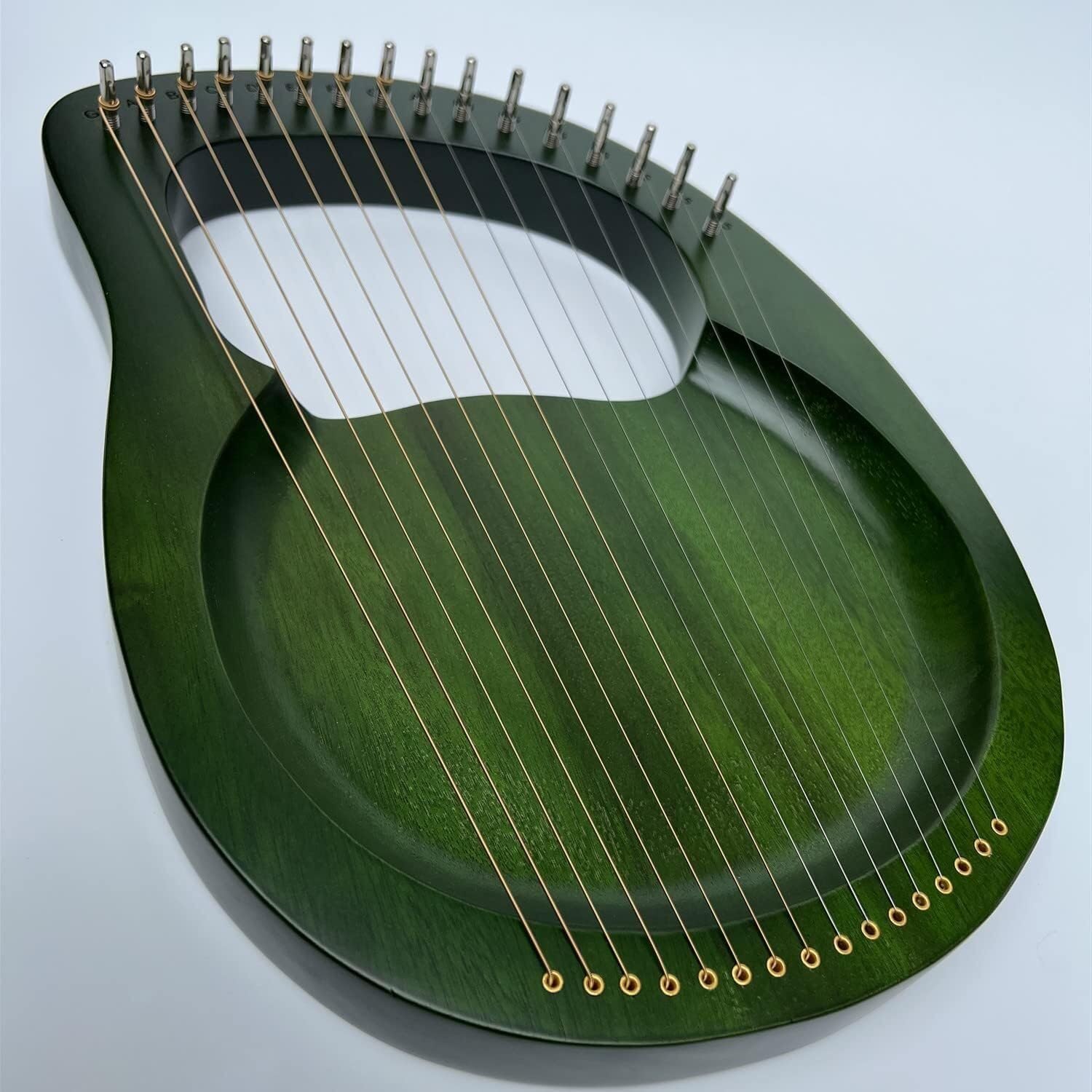 Lyre Harp, 16 Metal Strings Maple Saddle Mahogany Body Lyre Harp with All Accessories Included (Color:Green)(Green)