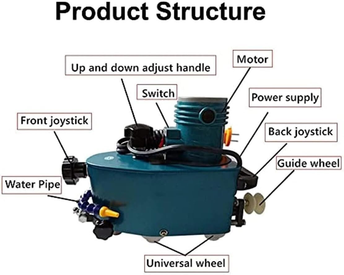 Portable Small Glass Edger, Electric Glass Edging Machine, DIY Diamond Glass Art Corner Grinding Edging Machine, Polish Edge Machine for Plane,Curve, Rounded Corner (Color : Blue)