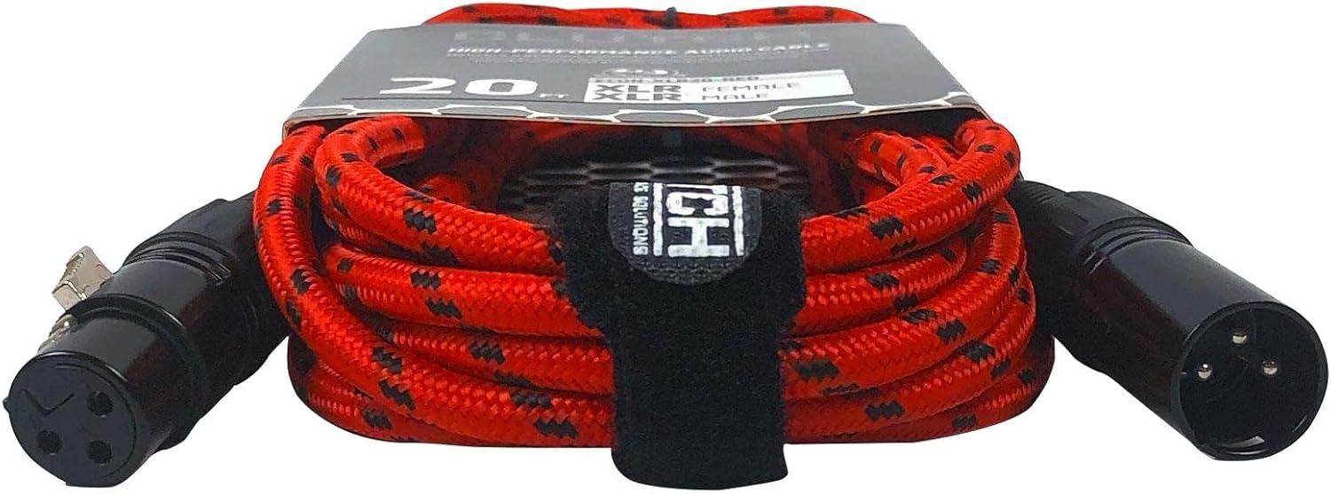 20 Foot 20' Female to Male XLR Microphone Mic Speaker Audio Cable Red 16 Pack