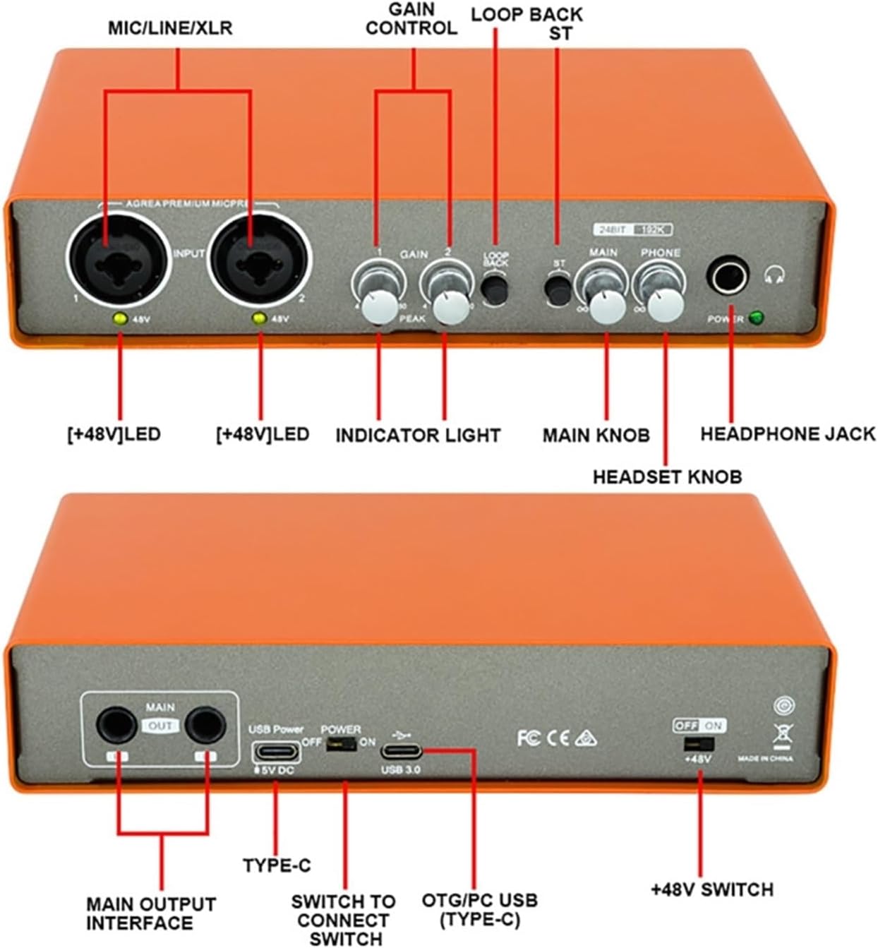 Sound Card Kit Microphone Audio Interface Recording Sound Card Electric Guitar Mixer Professional Mix Console Studio Site Studio Setup for Recording Music