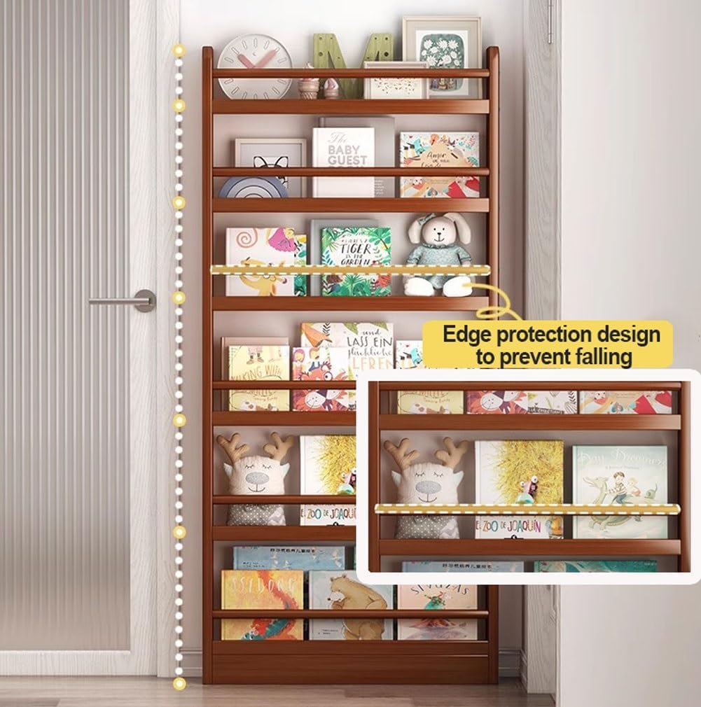 Behind Door Storage Cabinet - 5 6 Tiered Wooden Shelf for Books, Floor Mount Tall Thin 10cm Bookshelf Modern Vertical Open Shelf Bookcase for Bedroom, Living Room, Home Office(23.6