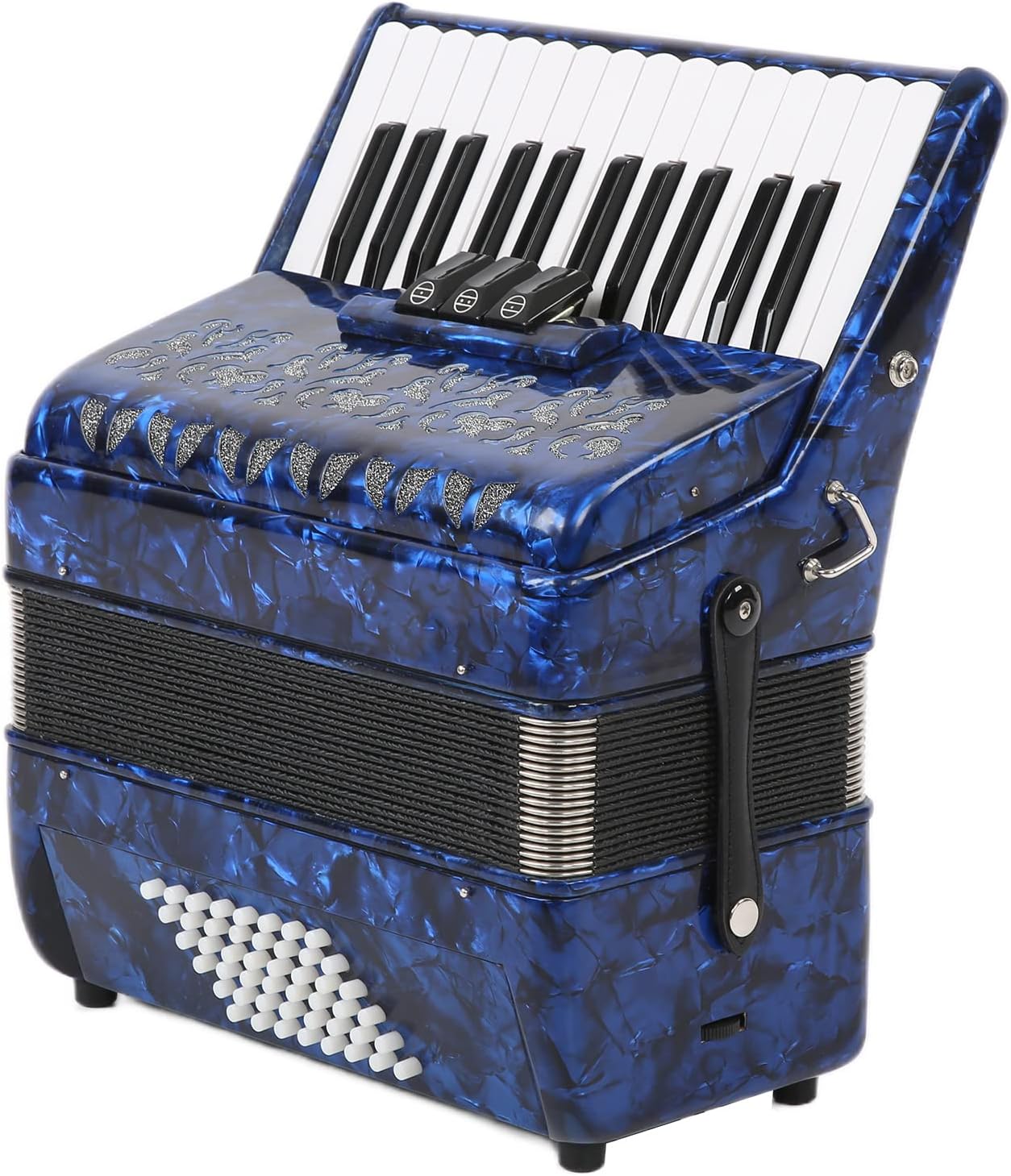 Celluloid Accordion, 26 Key 48 Bass Piano Keyboard Accordion Instrument with Adjustable Straps, Professional Tuning Musical Instrument for Beginners Adults Stage Performance