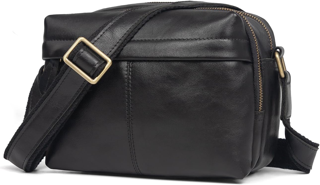 Augus Men's Leather Messenger Bag Shoulder Crossbody Backpack Bags Purse for Women Vintage Anti-Theft Waterproof Casual