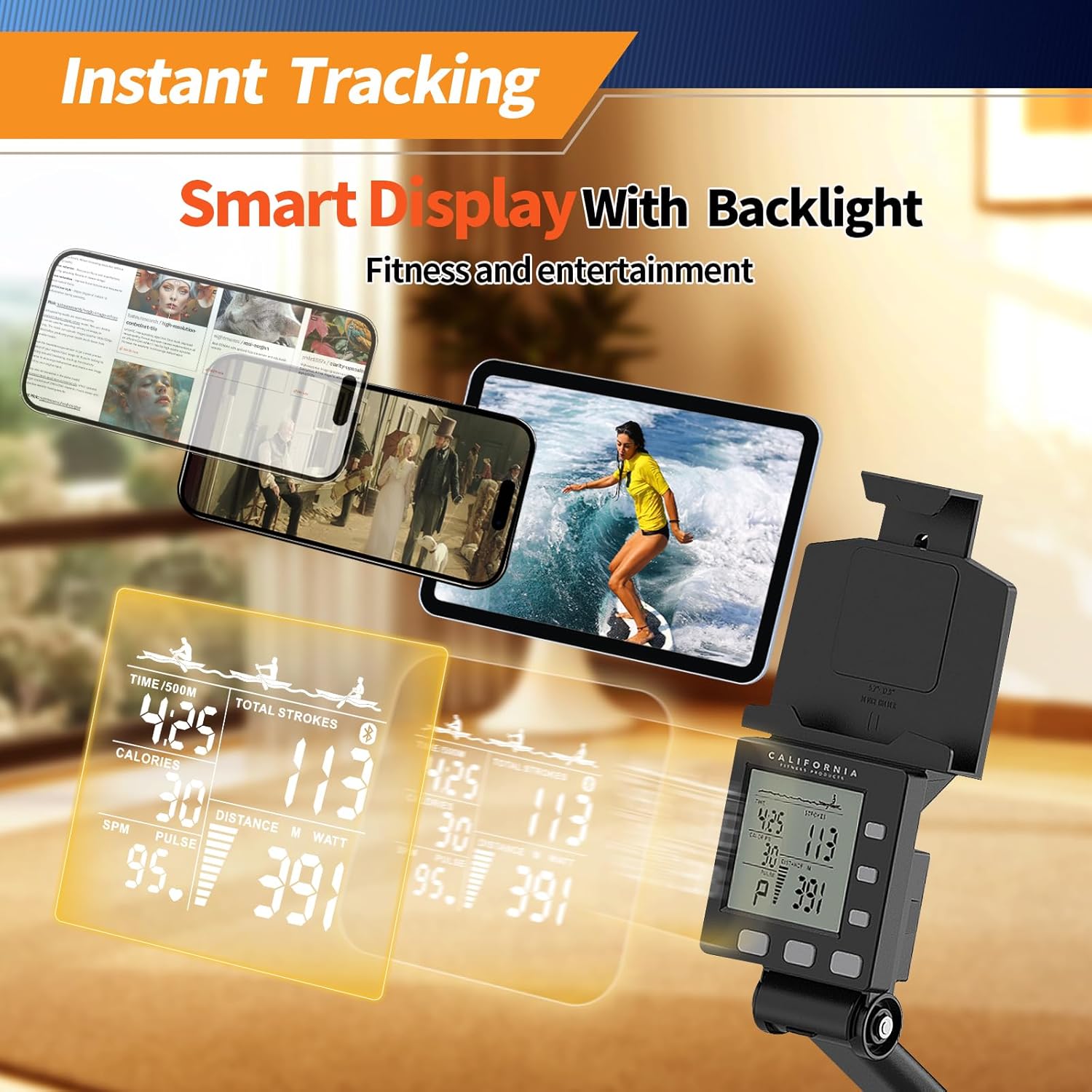 Marcy Air Resistance Rowing Machine with Transport Wheels