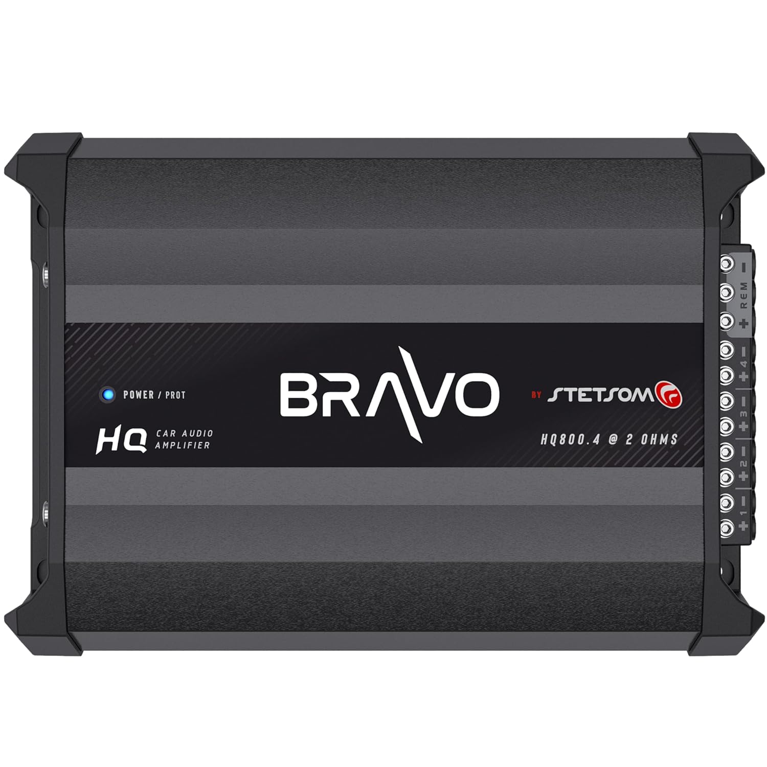 Stetsom Bravo HQ 800.4 Multichannel Car Audio Digital Amp - 2 Ohms Stable, 800 Watts RMS, 4 Independent Channels, Variable Crossover, Full Range, Car Stereo ds Bridge Speakers 800x4, RCA & High Input