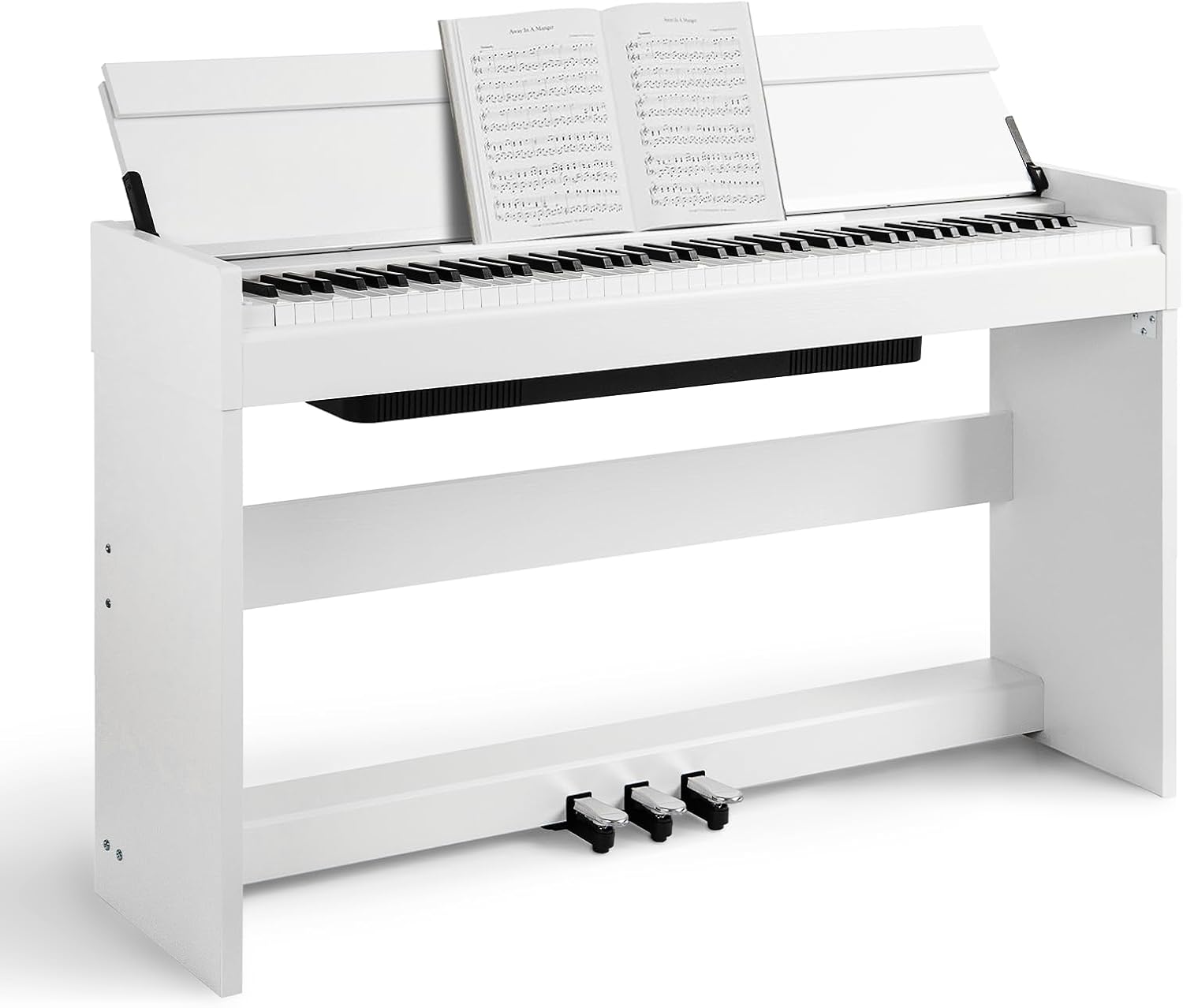 AiJoy 88 Key Weighted Digital Piano Keyboard, Graded Hammer Action Wooden Electric Piano with Cover & Triple Pedal, Sensitive Touch, Support USB MIDI Connect, Recording, Headphone, MP3 Player(White)