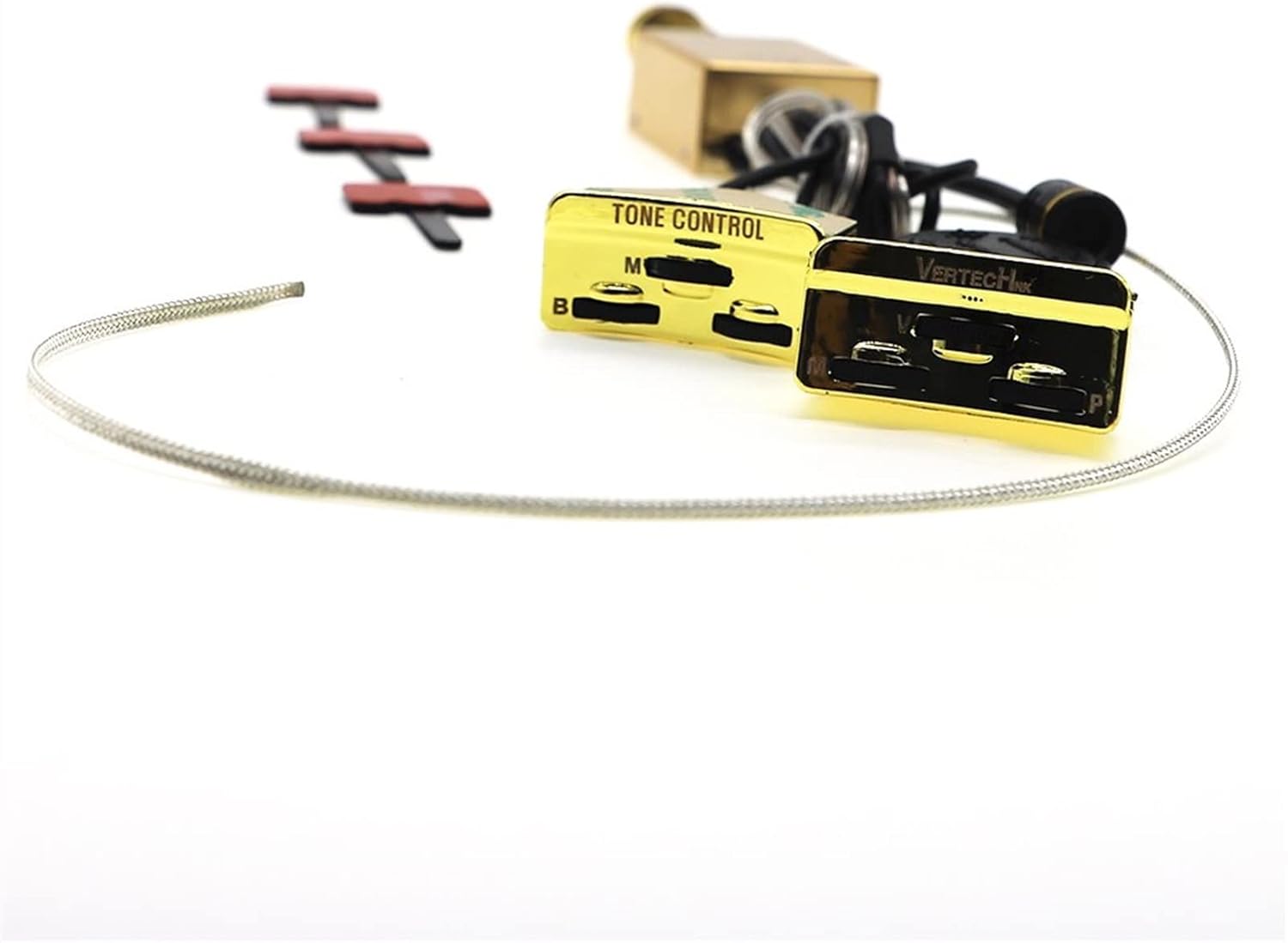 TSTS Acoustic Guitar Preamp Pickup Guitar Soundhole Pickup Transducer with Microphone Saddle Piezo Bass/Middle/Treble Controls